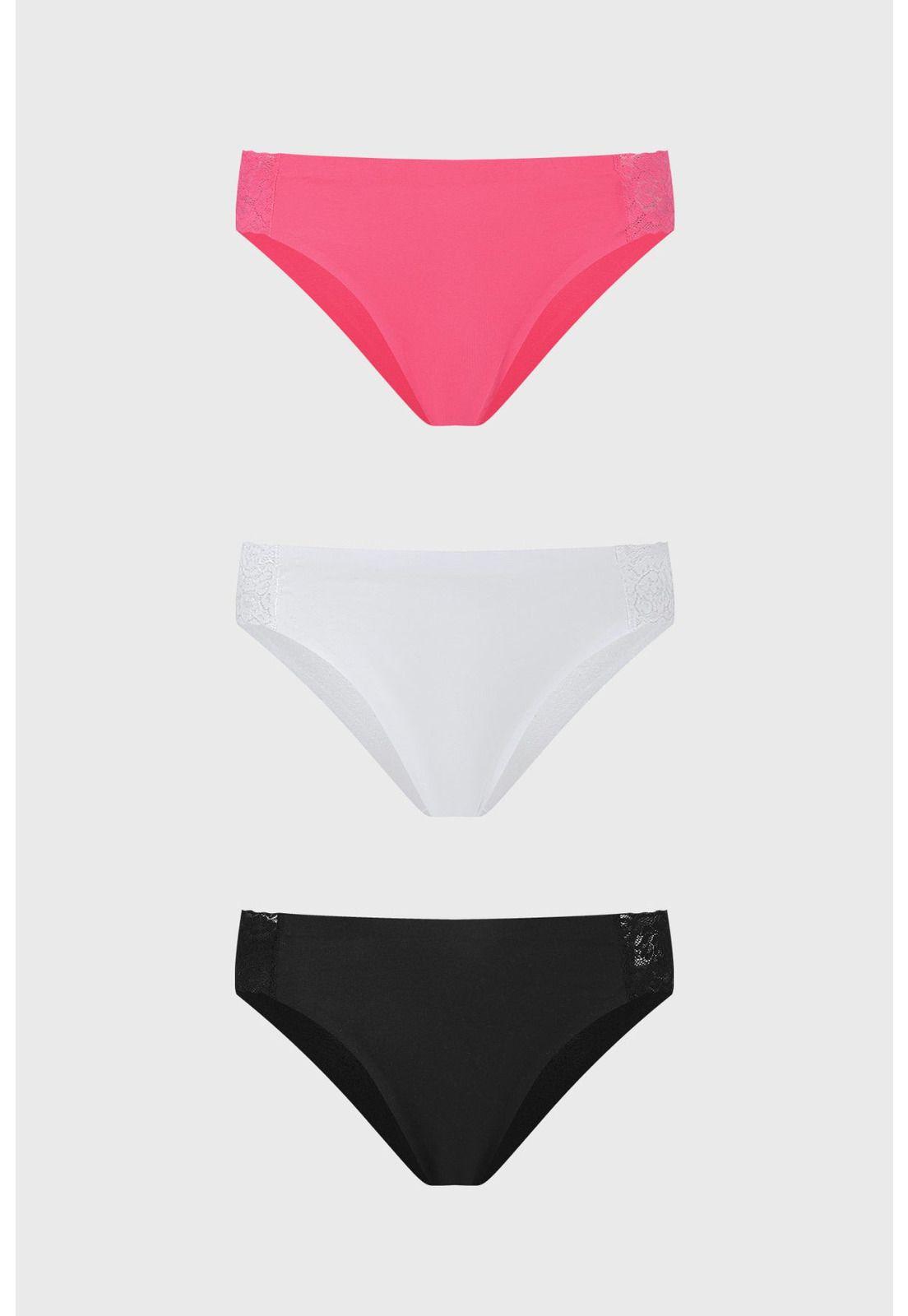 Calzón Mujer Tripack Detalle Costado Fucsia-0