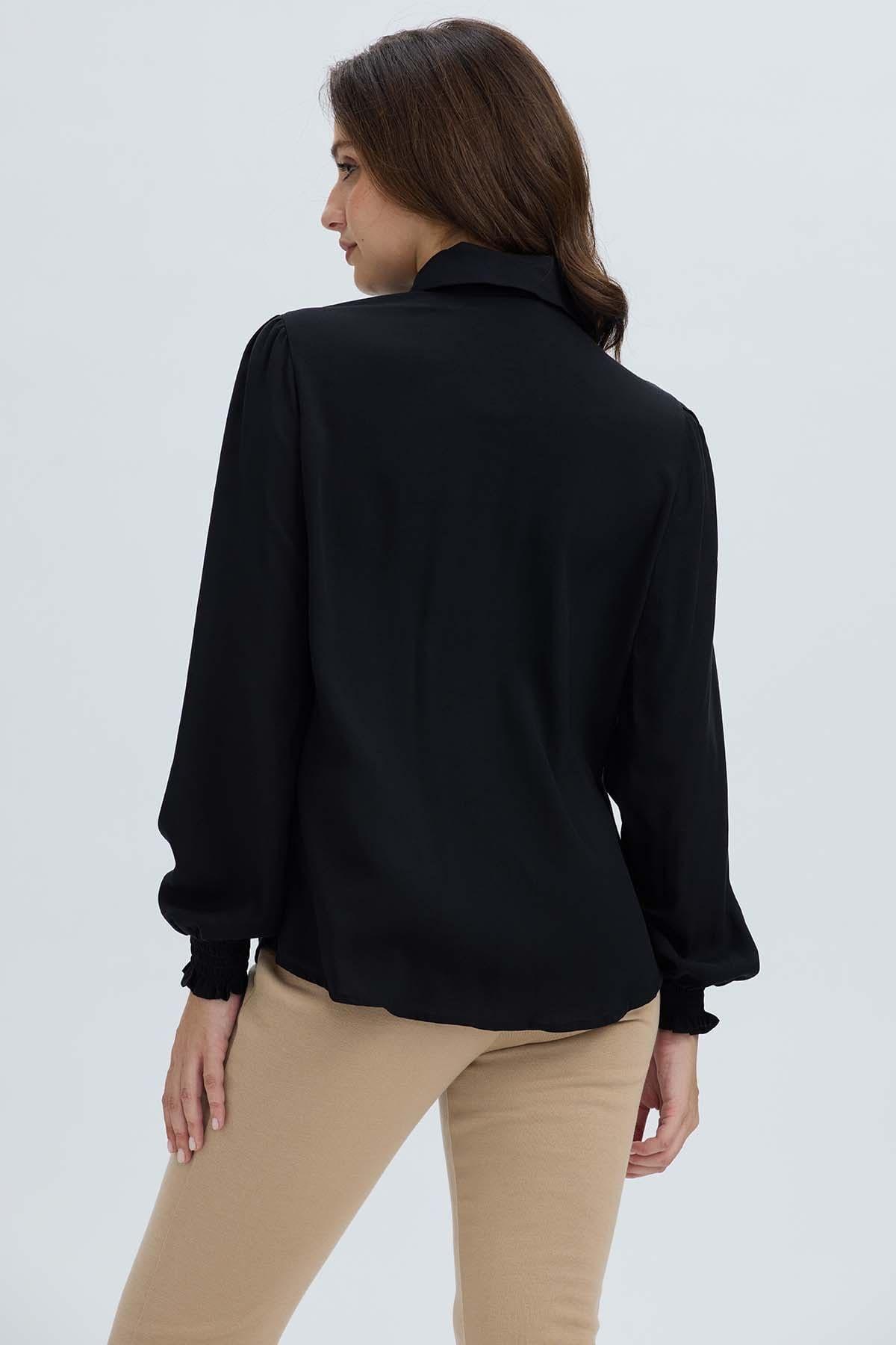 Blusa Mujer Puño Elasticado Negro-2