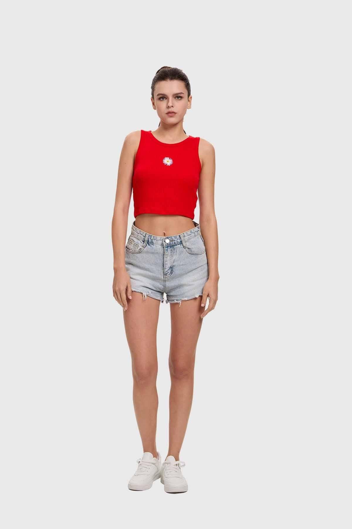 Polera Mujer Bordado Rojo-3