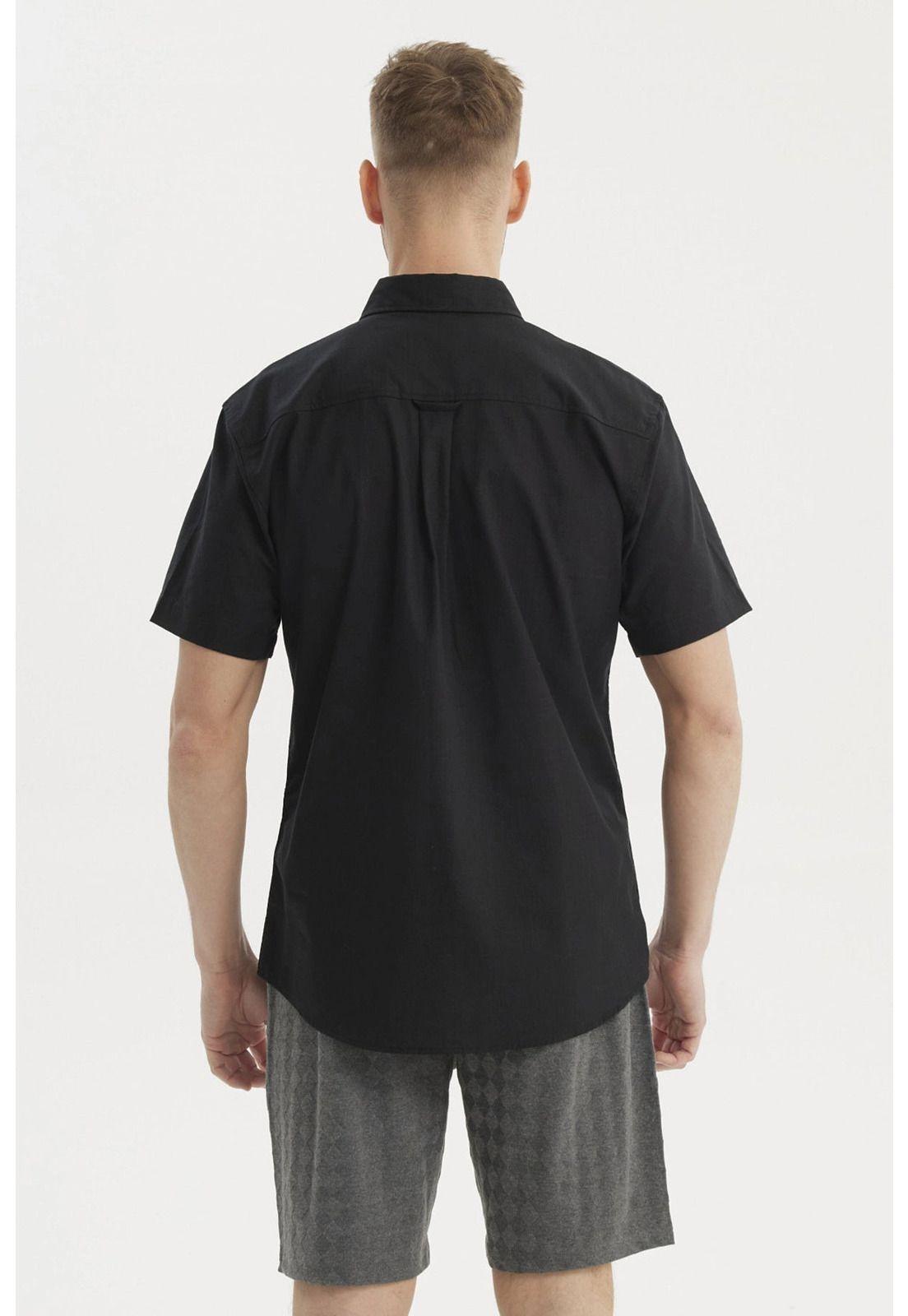 Camisa Hombre Cuello Camisero Negro-2