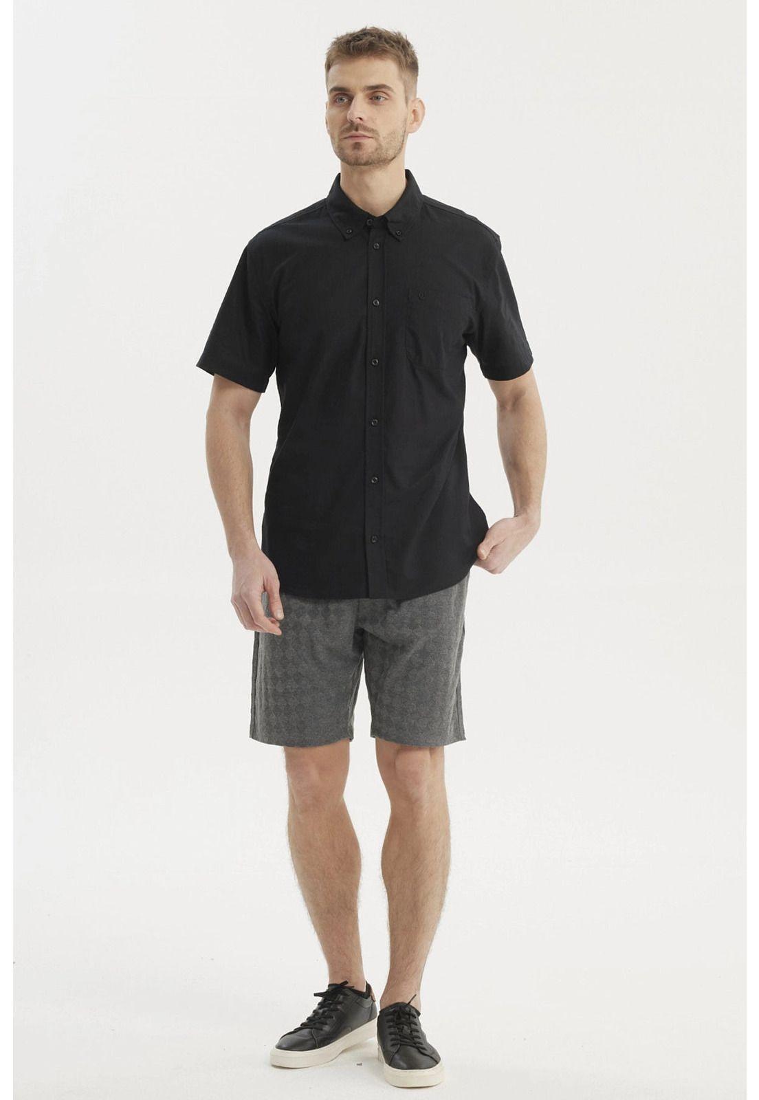 Camisa Hombre Cuello Camisero Negro-3