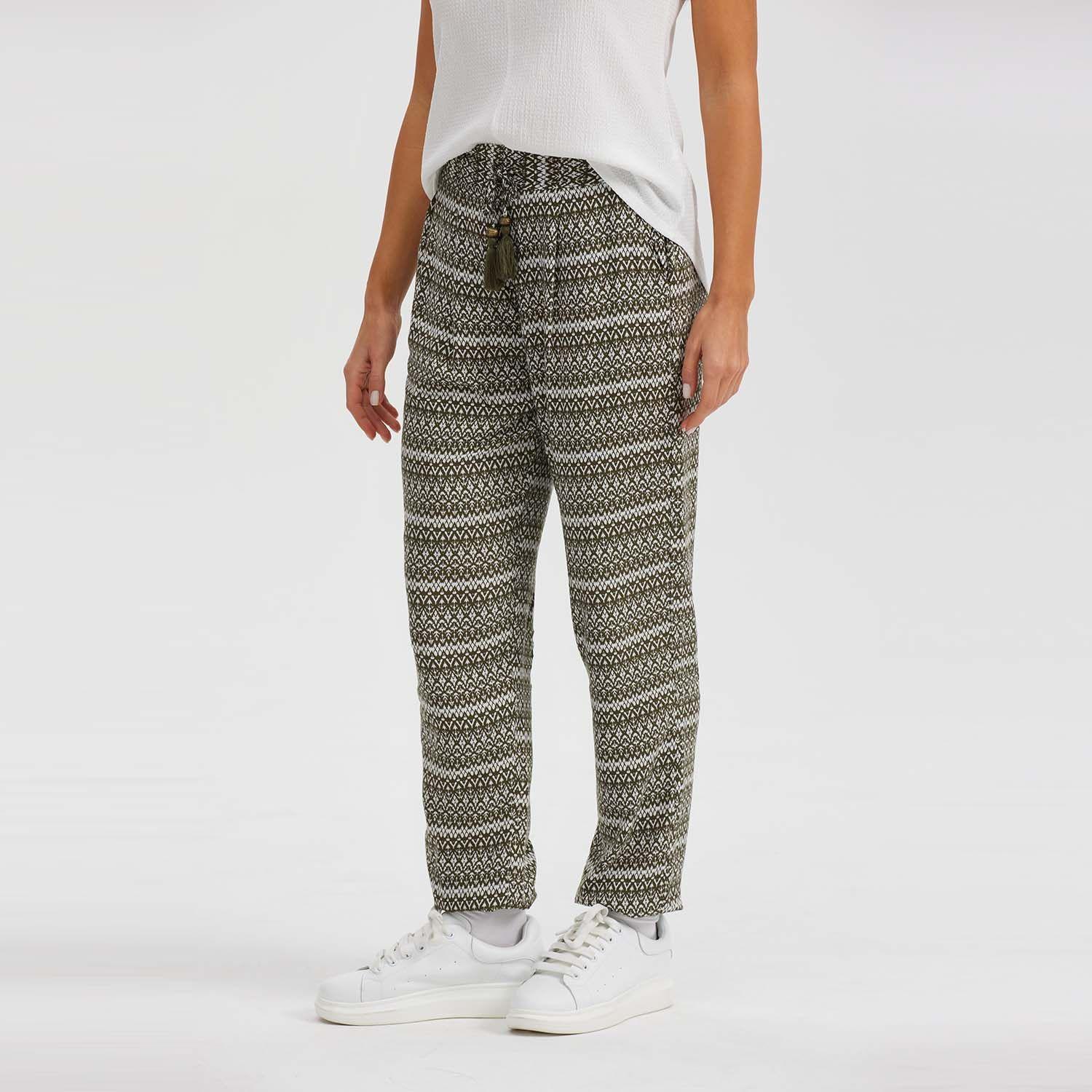 Pantalón Bombacho Puño Elástico Verde Mujer-1