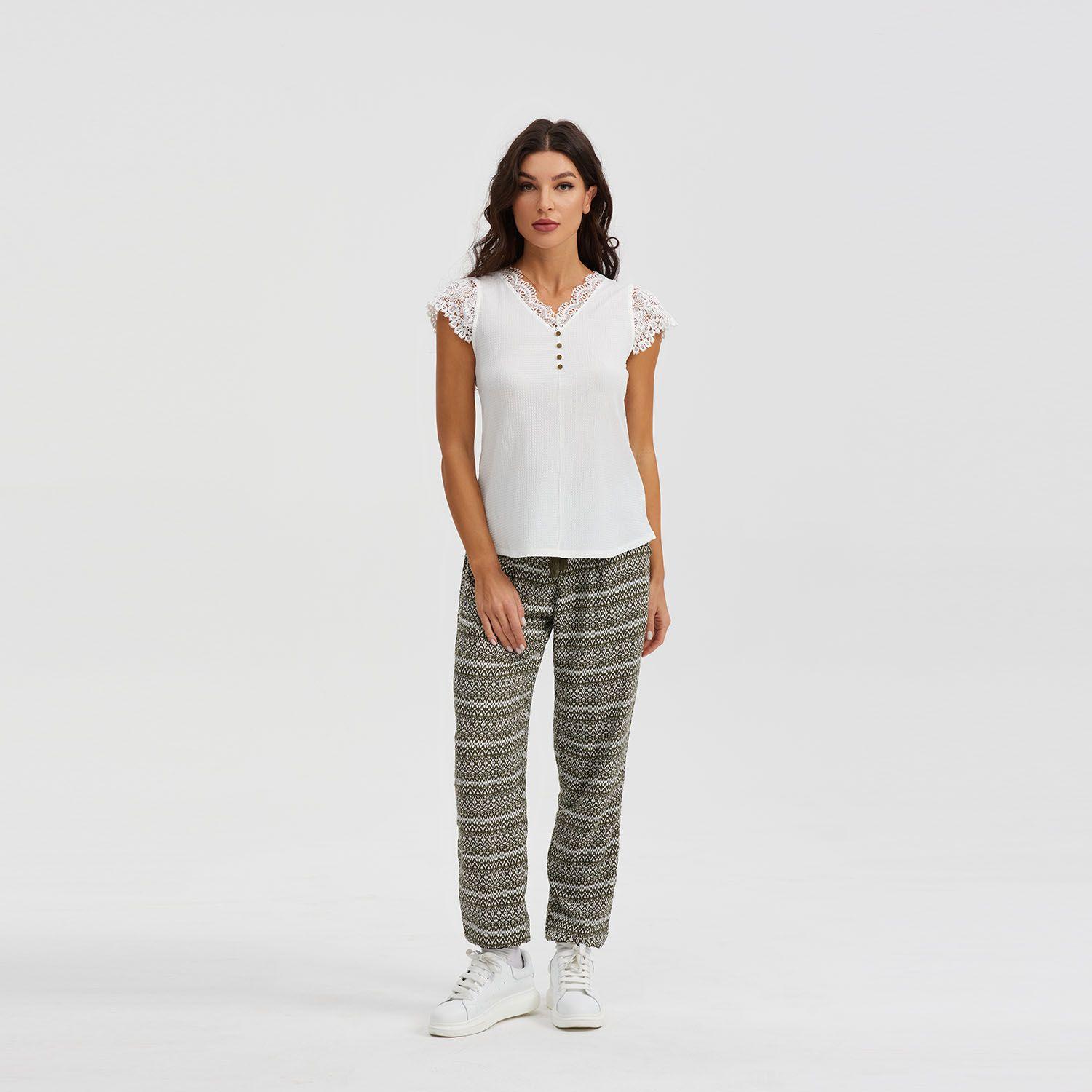 Pantalón Bombacho Puño Elástico Verde Mujer-3