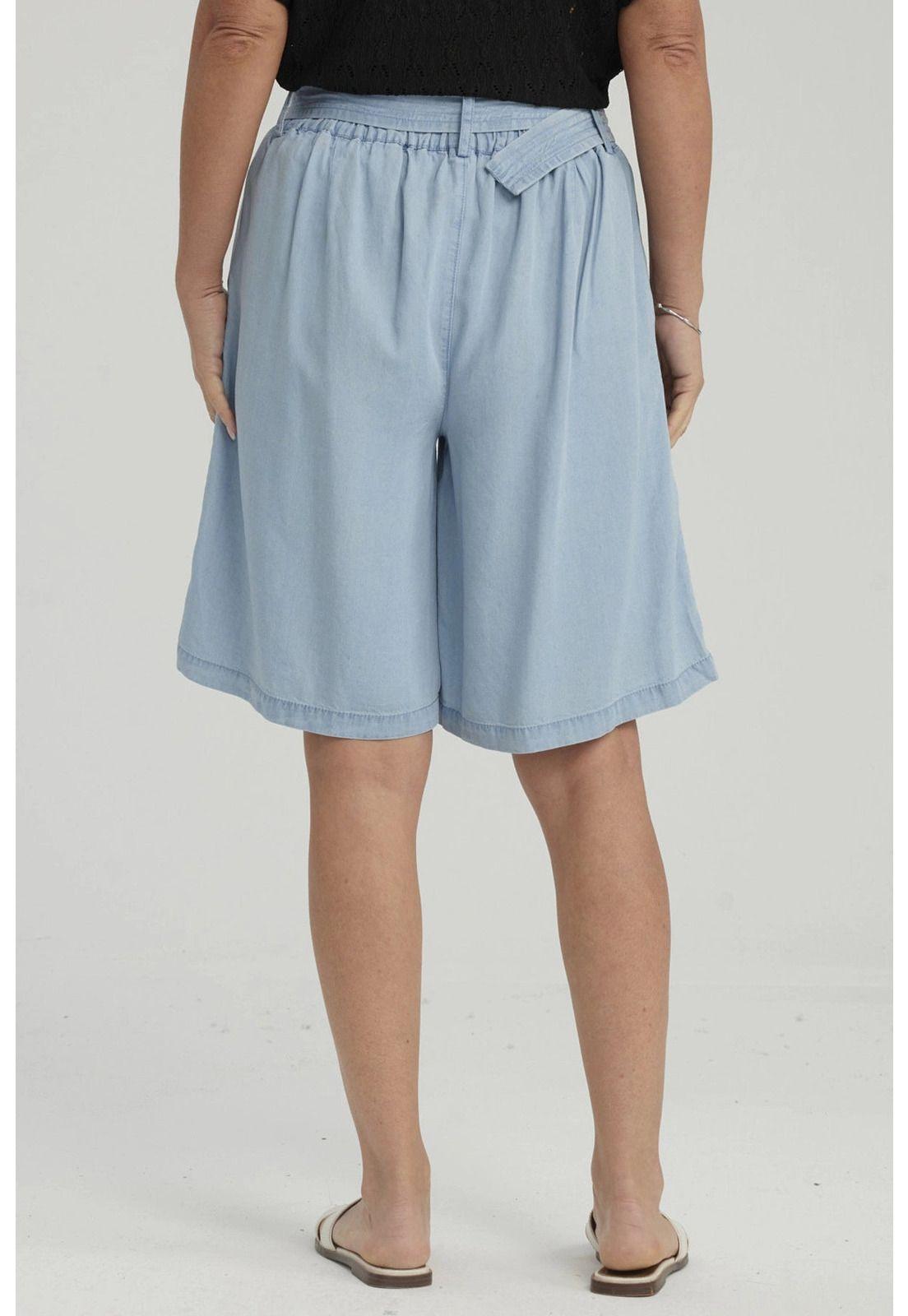 Bermuda Mujer Tencel Tiro Alto Azul Claro-2