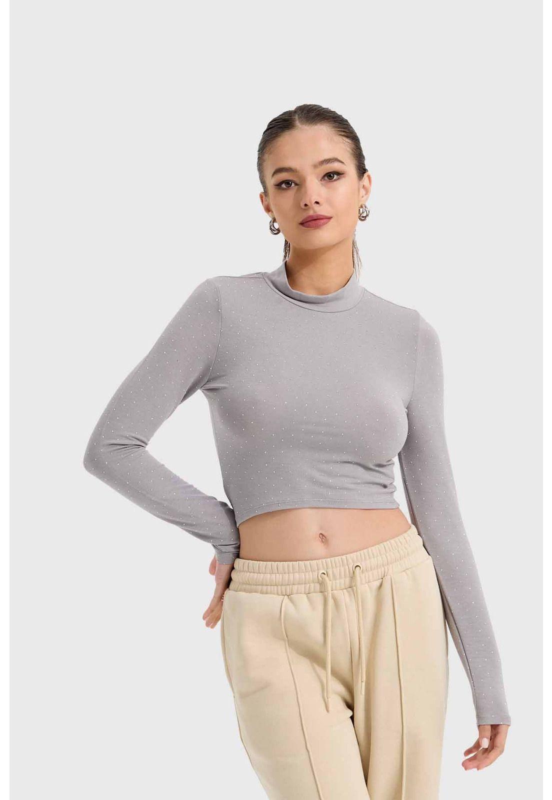 Polera Mujer Glitter Gris-0