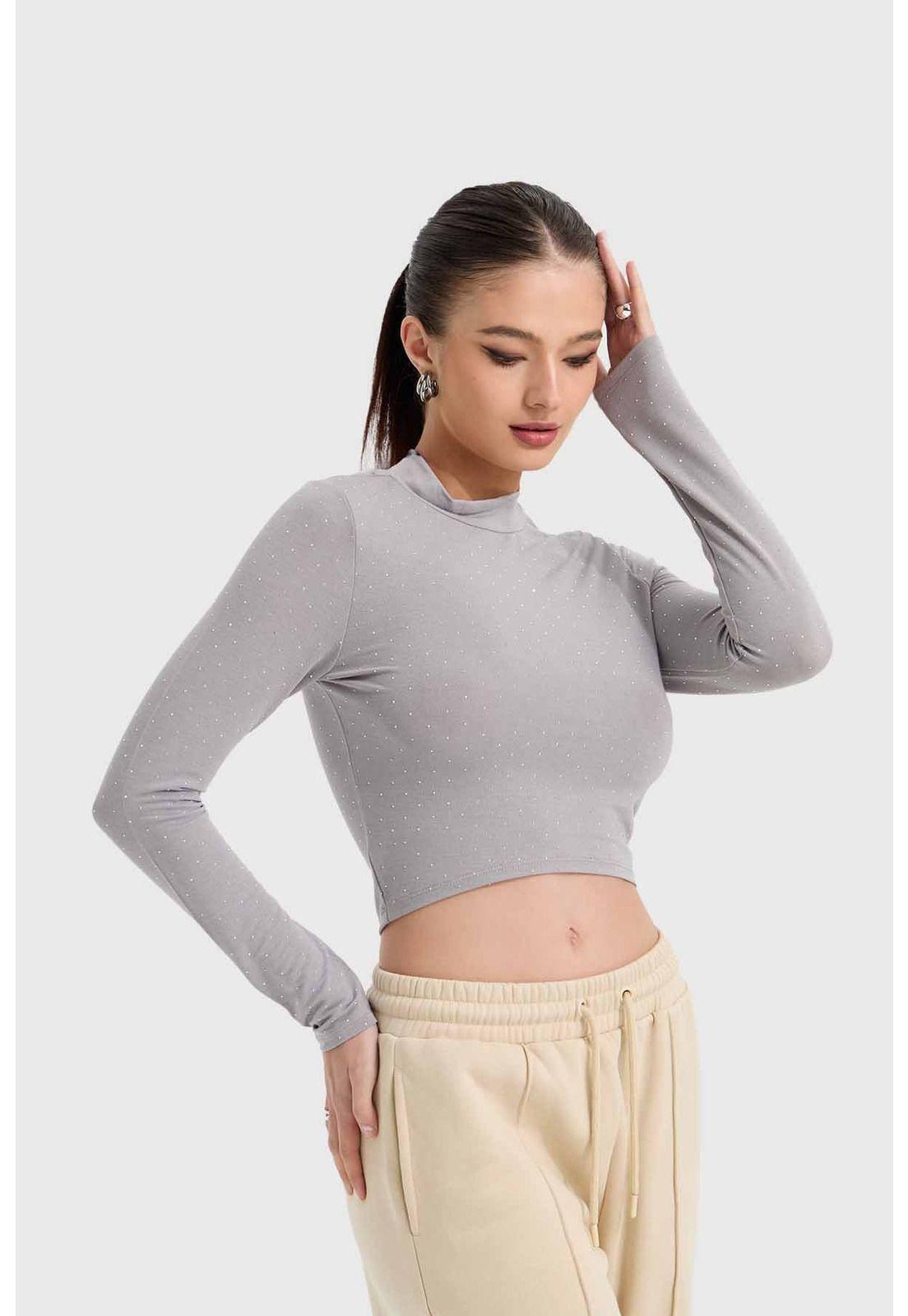 Polera Mujer Glitter Gris-1