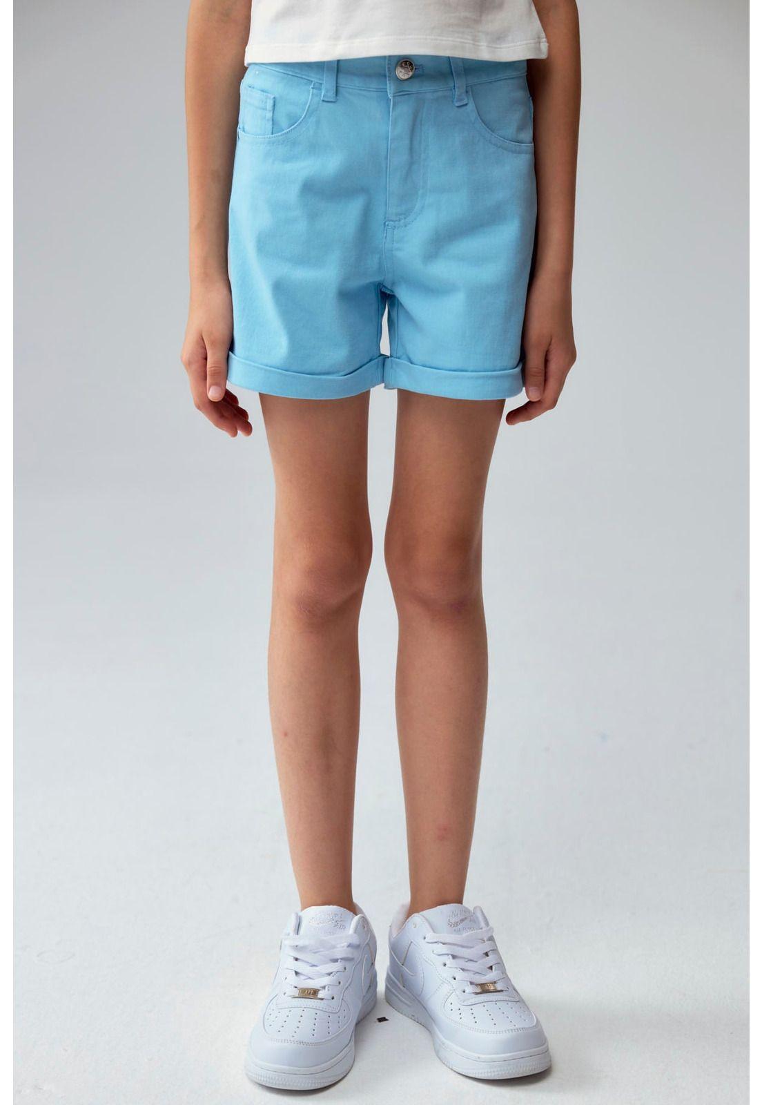 Short Niña Gabardina Básico Celeste-0