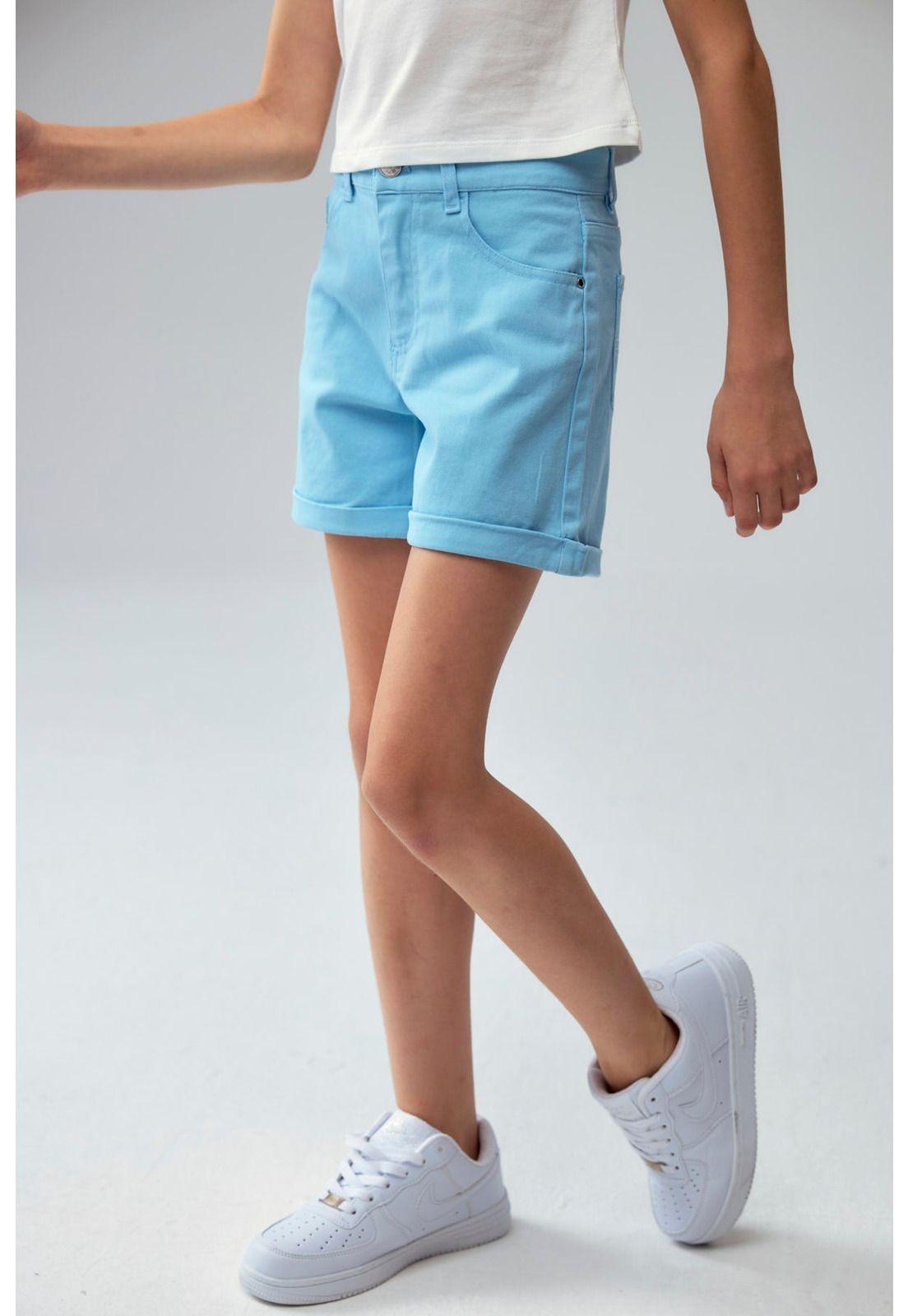 Short Niña Gabardina Básico Celeste-2
