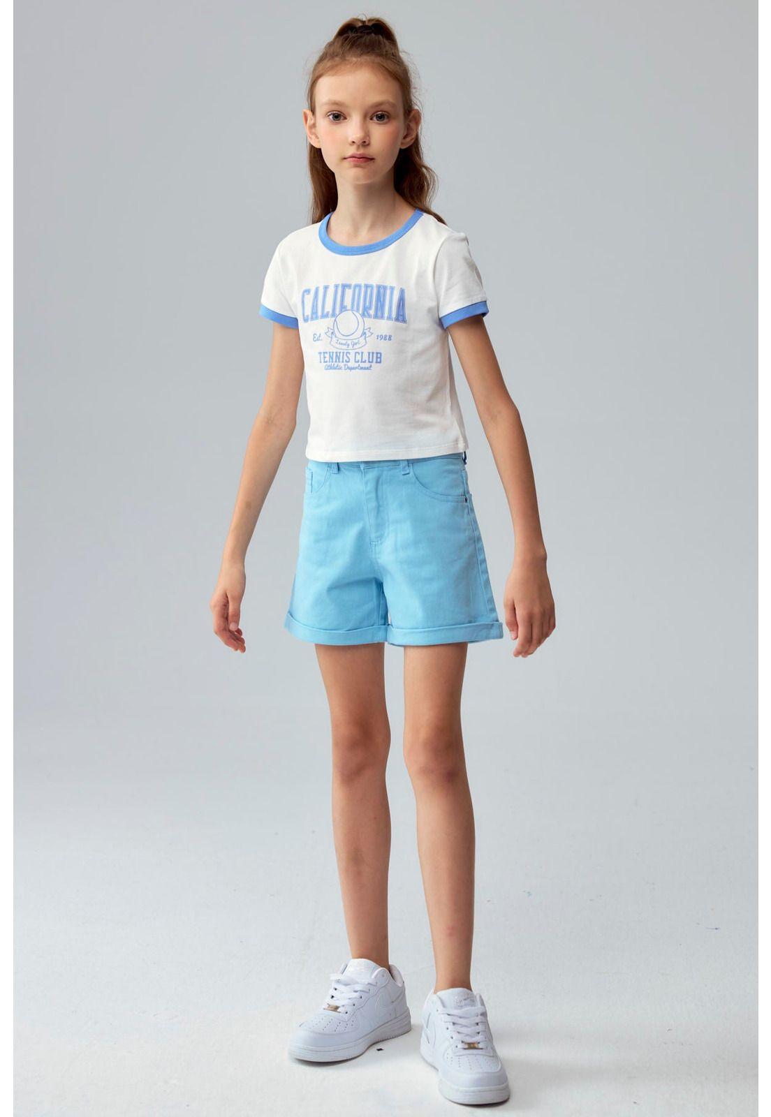 Short Niña Gabardina Básico Celeste-3