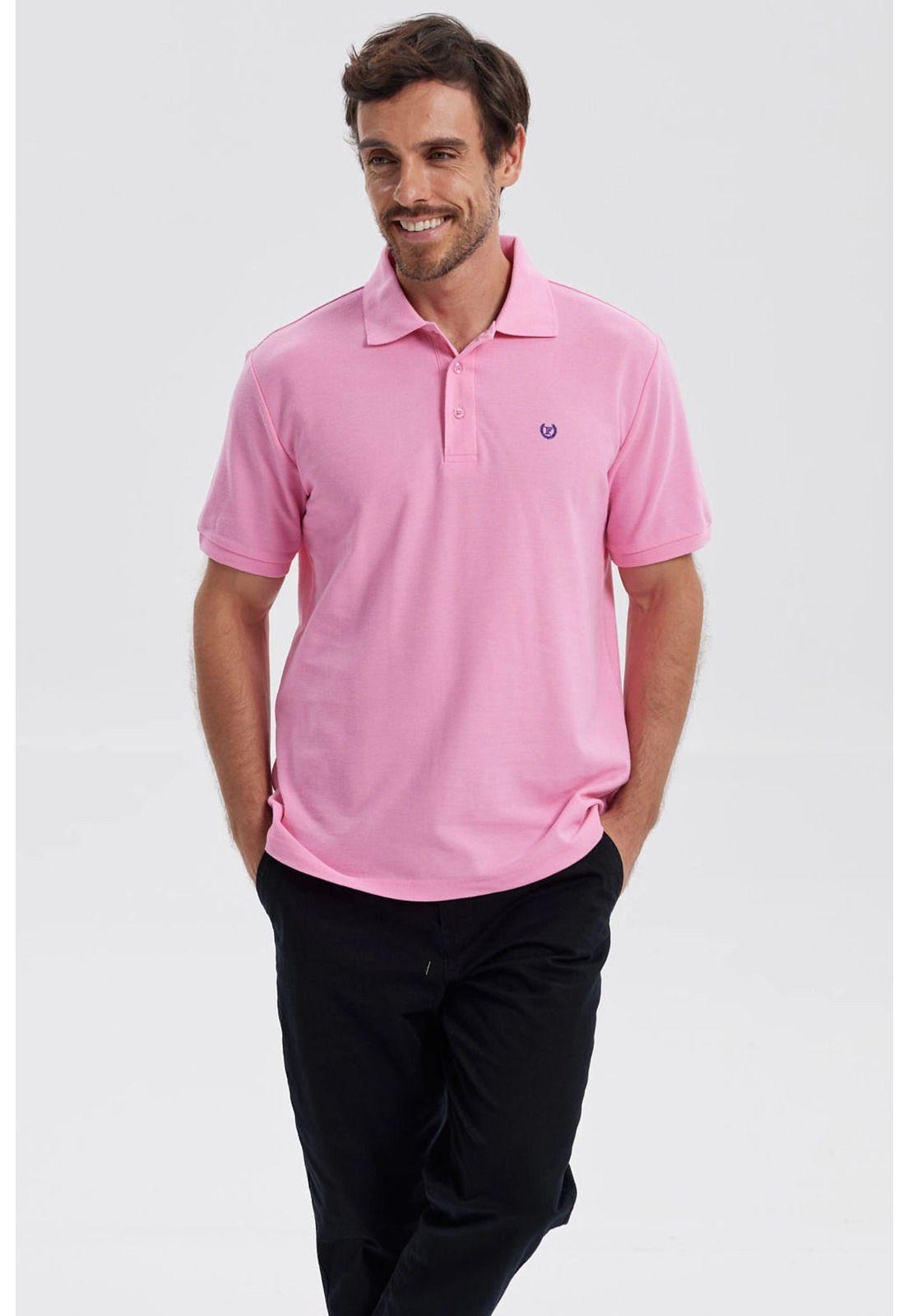 Polera Hombre Piqué Básica Lisa Rosado - ll-0