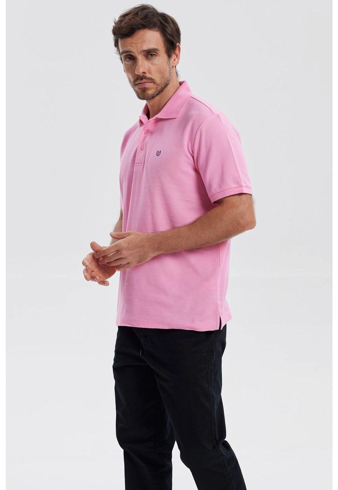 Polera Hombre Piqué Básica Lisa Rosado - ll-1