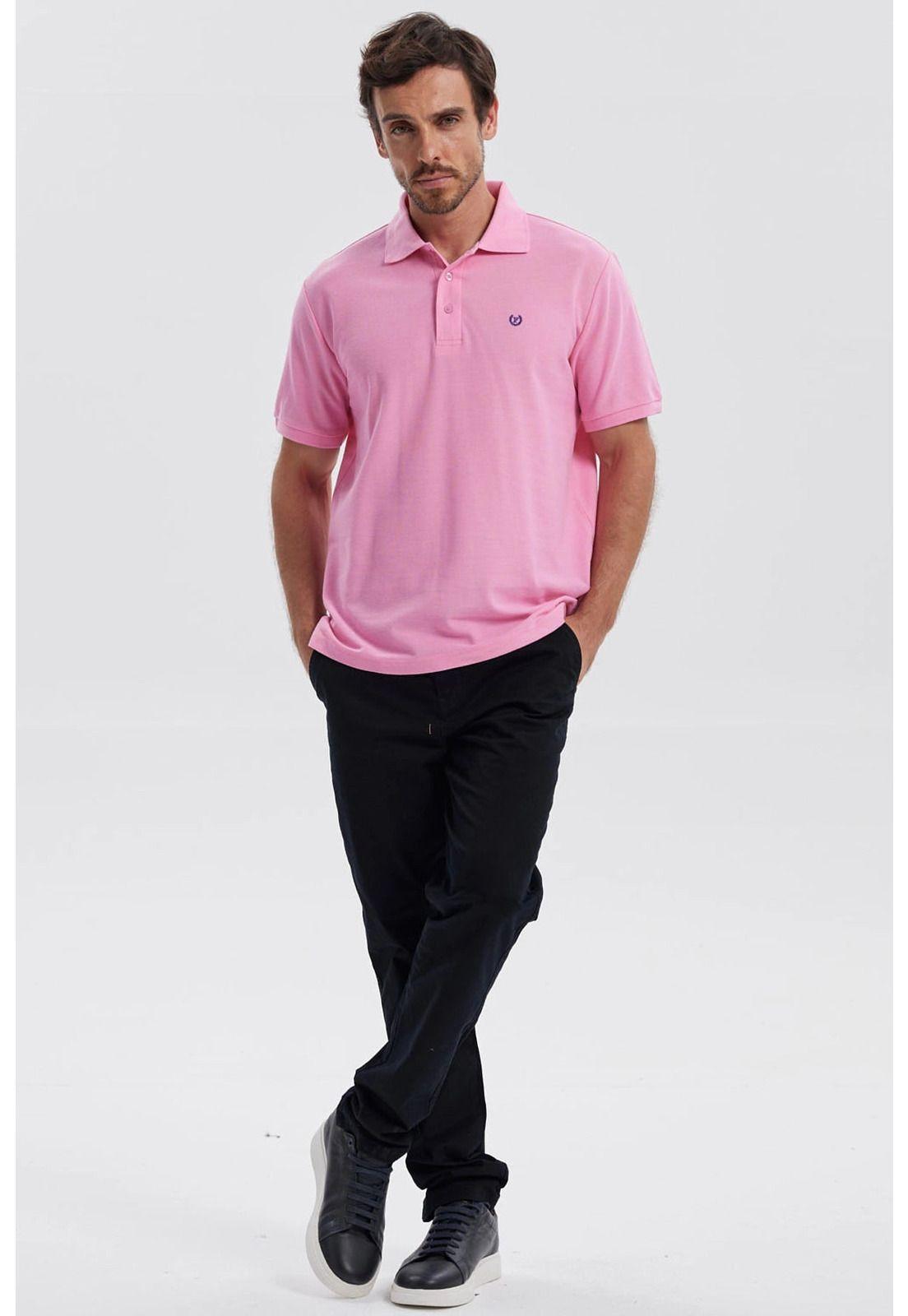 Polera Hombre Piqué Básica Lisa Rosado - ll-3