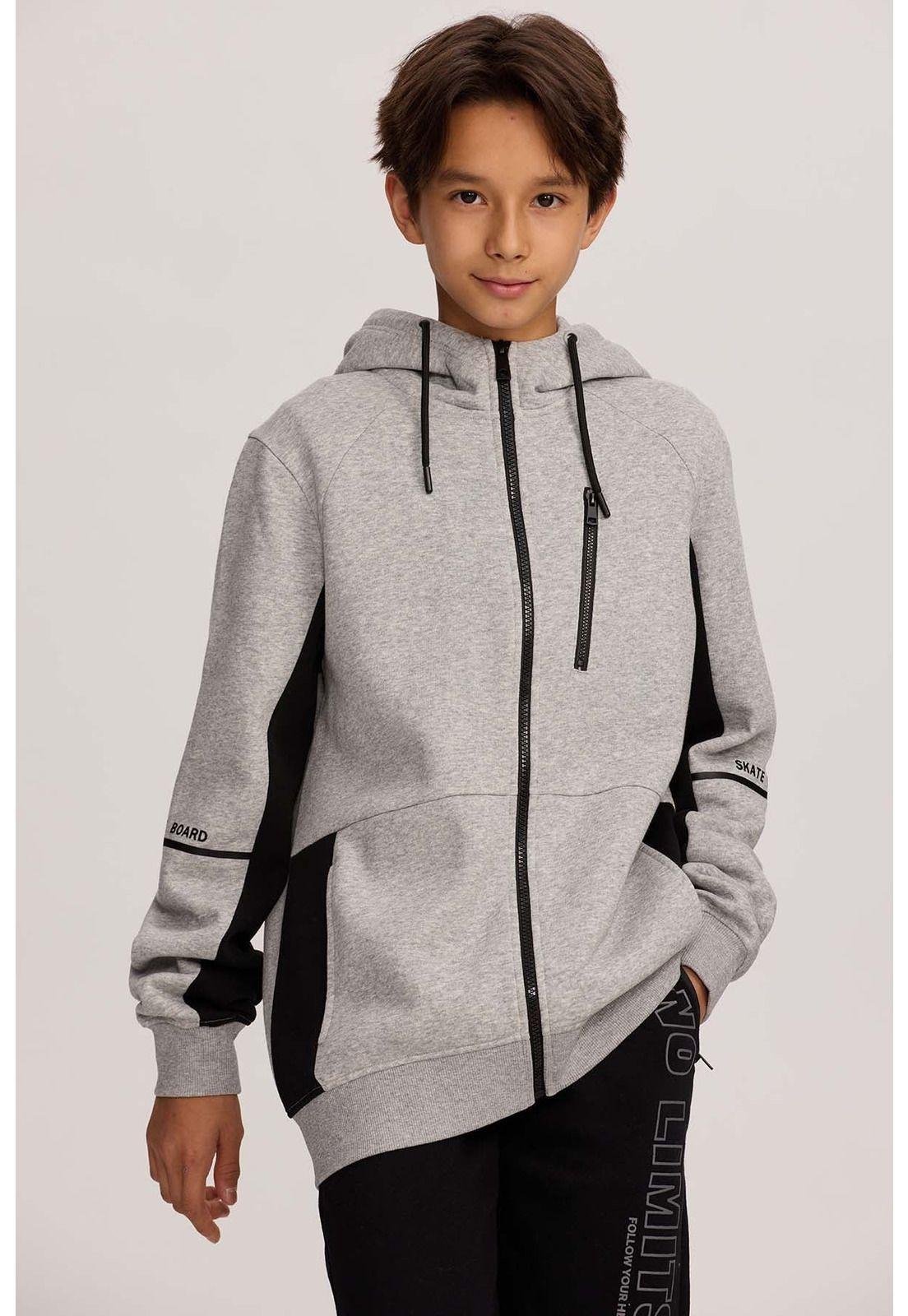 Polerón Niño Básico Print Gris Melange - lll-0