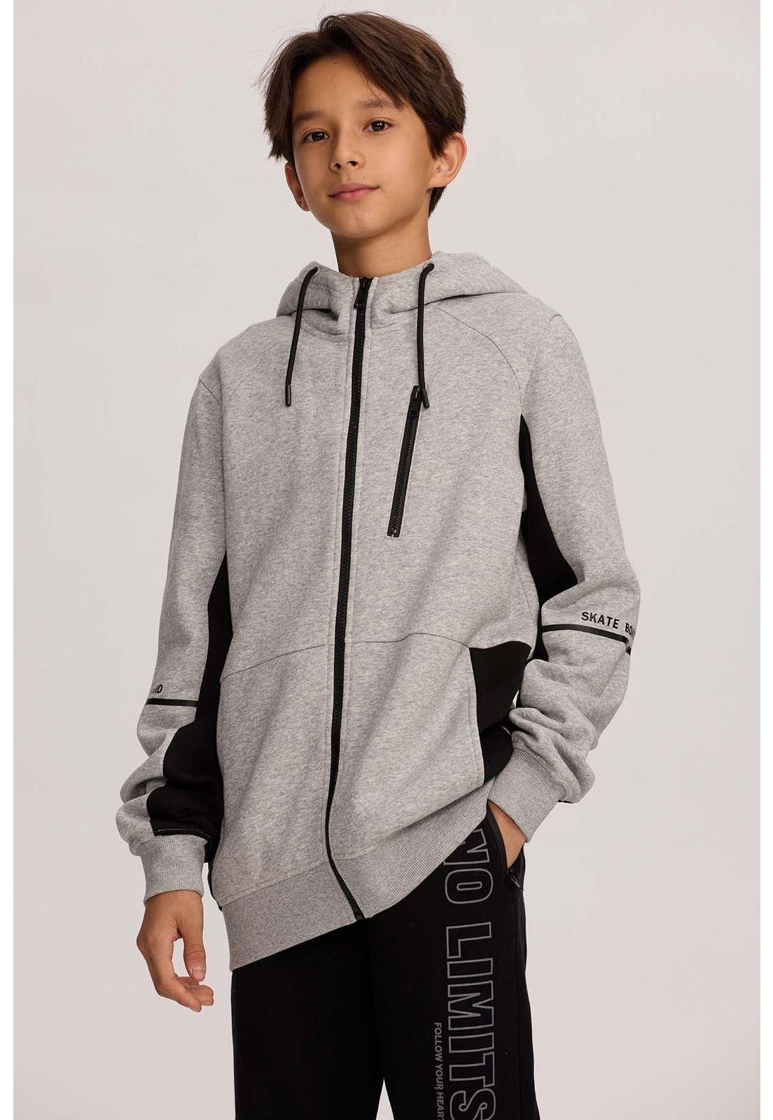 Polerón Niño Básico Print Gris Melange - lll-1