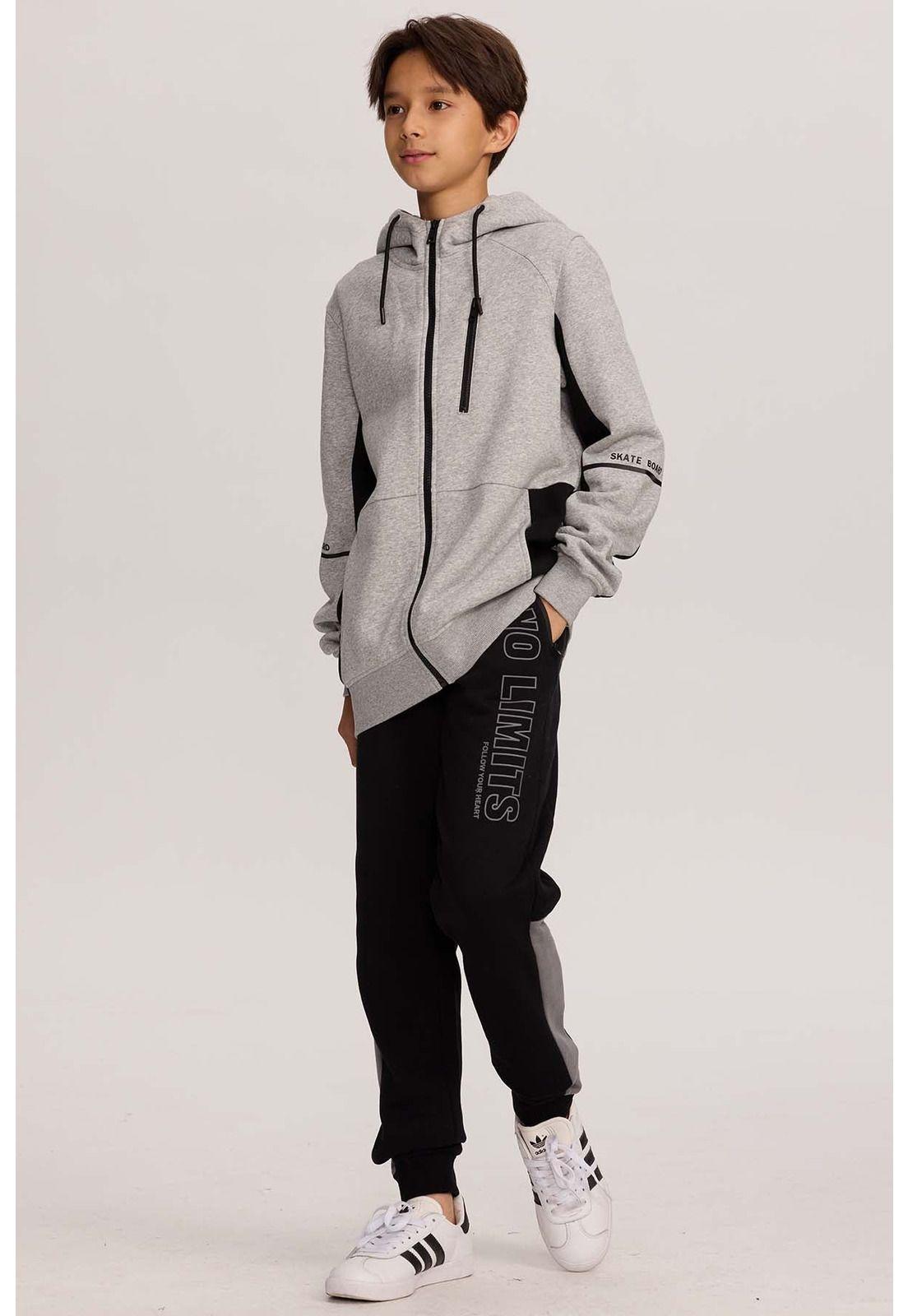 Polerón Niño Básico Print Gris Melange - lll-3