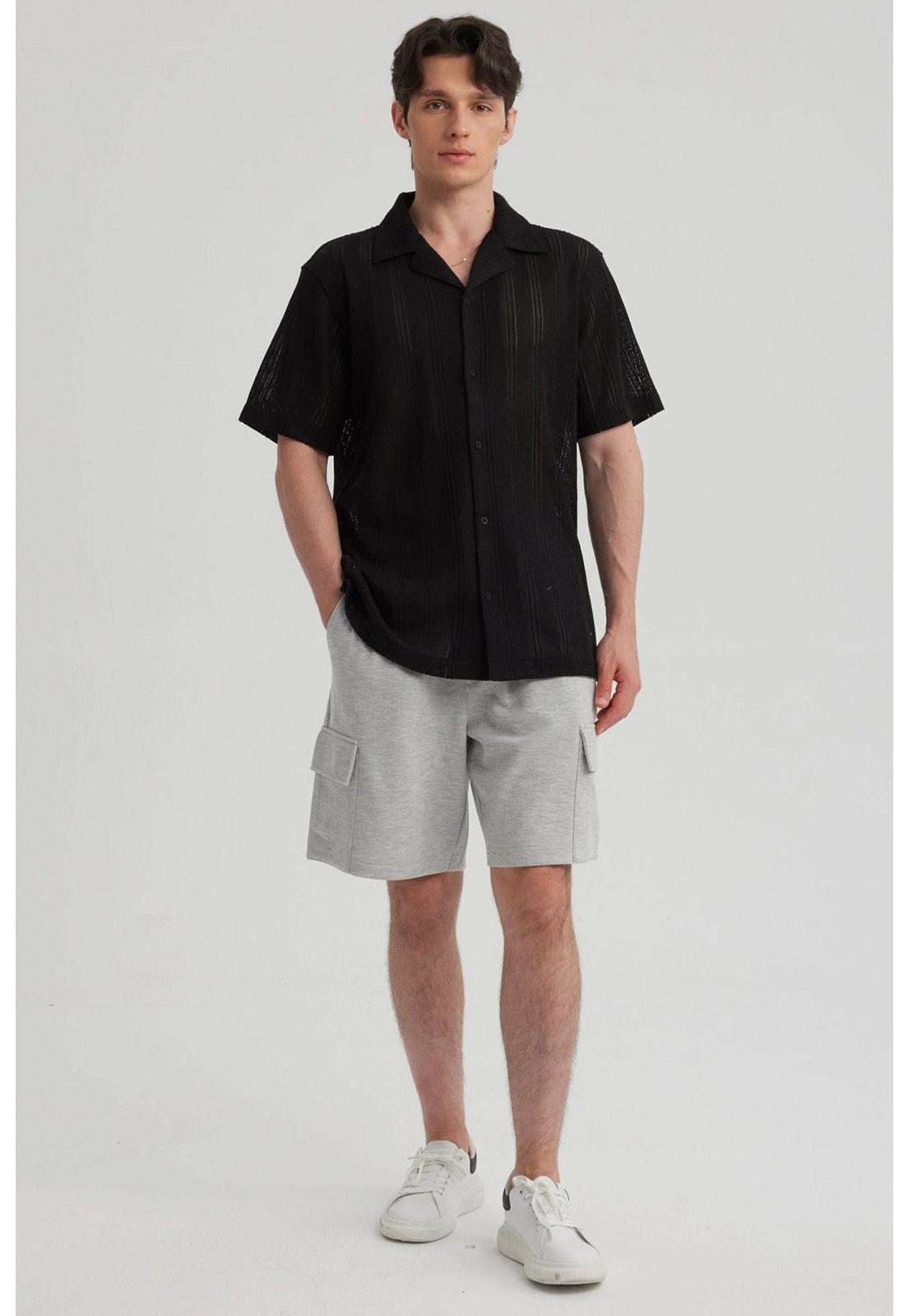 Bermuda Hombre Cargo Gris Melange-1