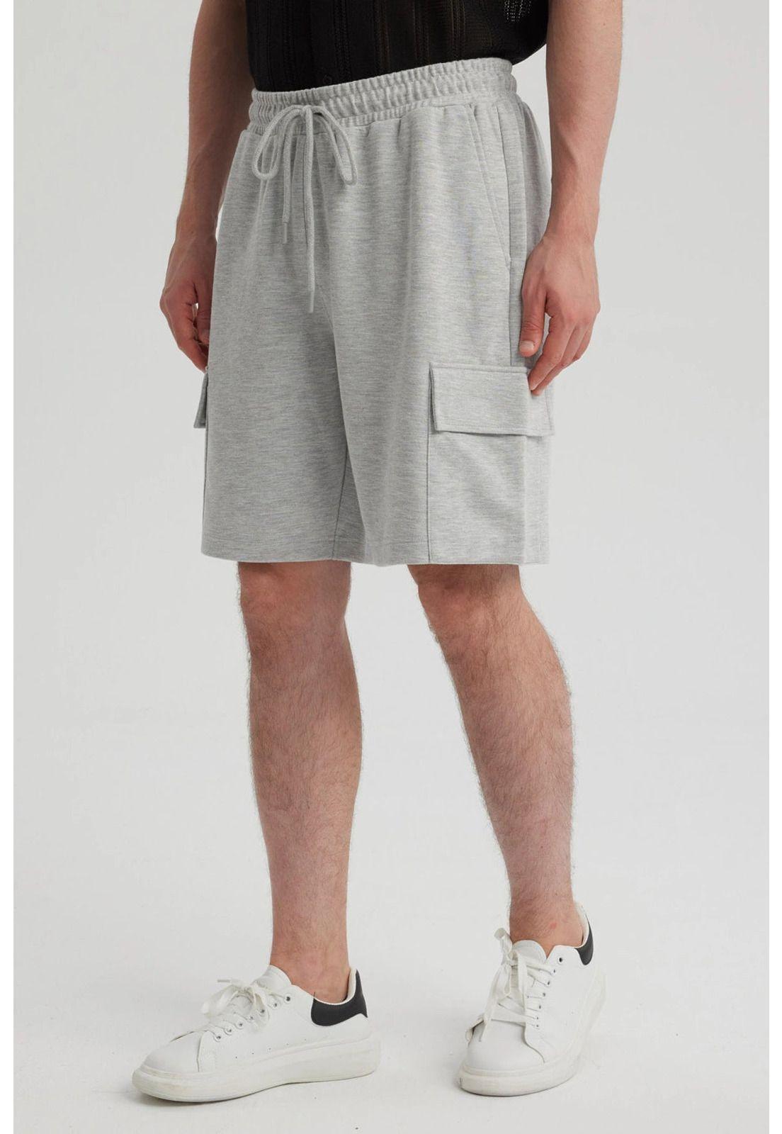 Bermuda Hombre Cargo Gris Melange-3