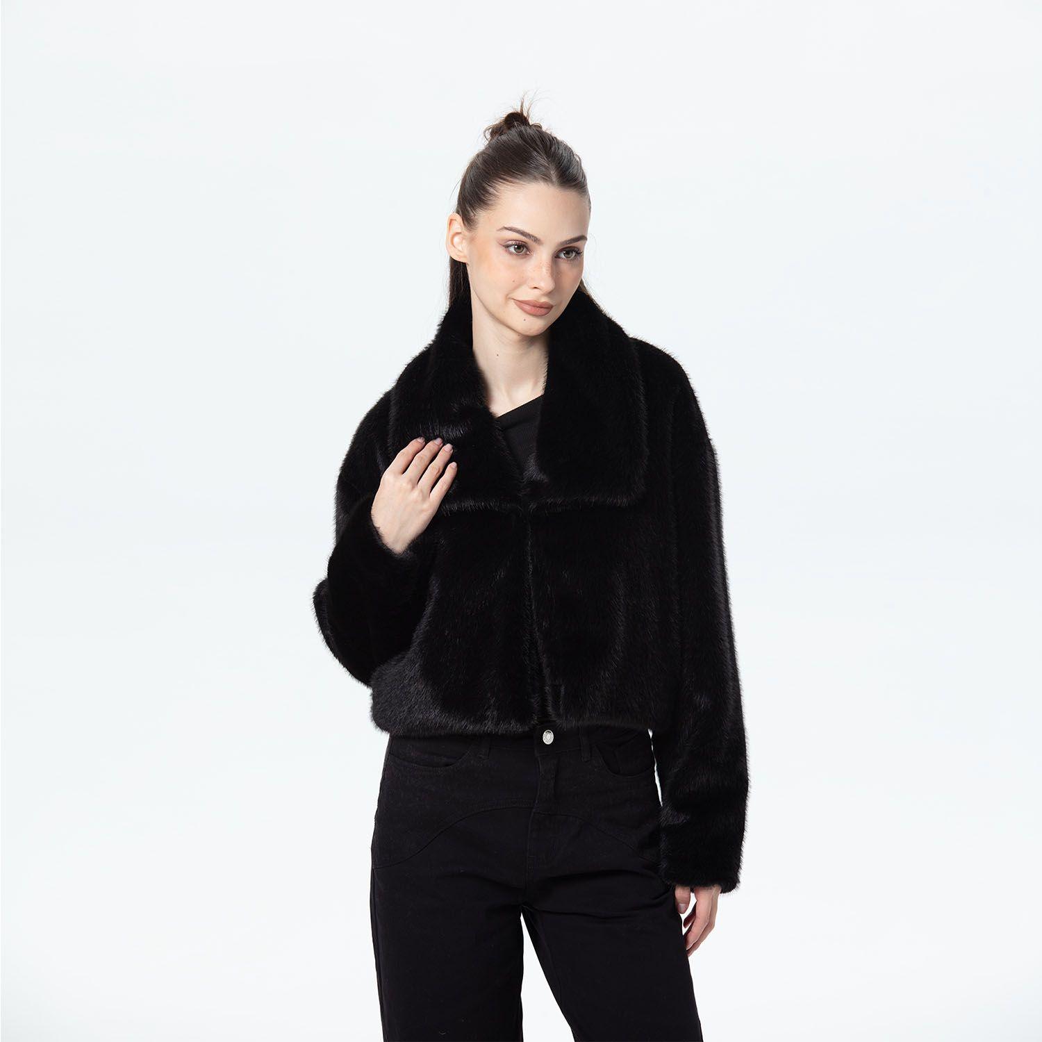 Chaqueta Mujer Peludo Negro Fashion's Park-0