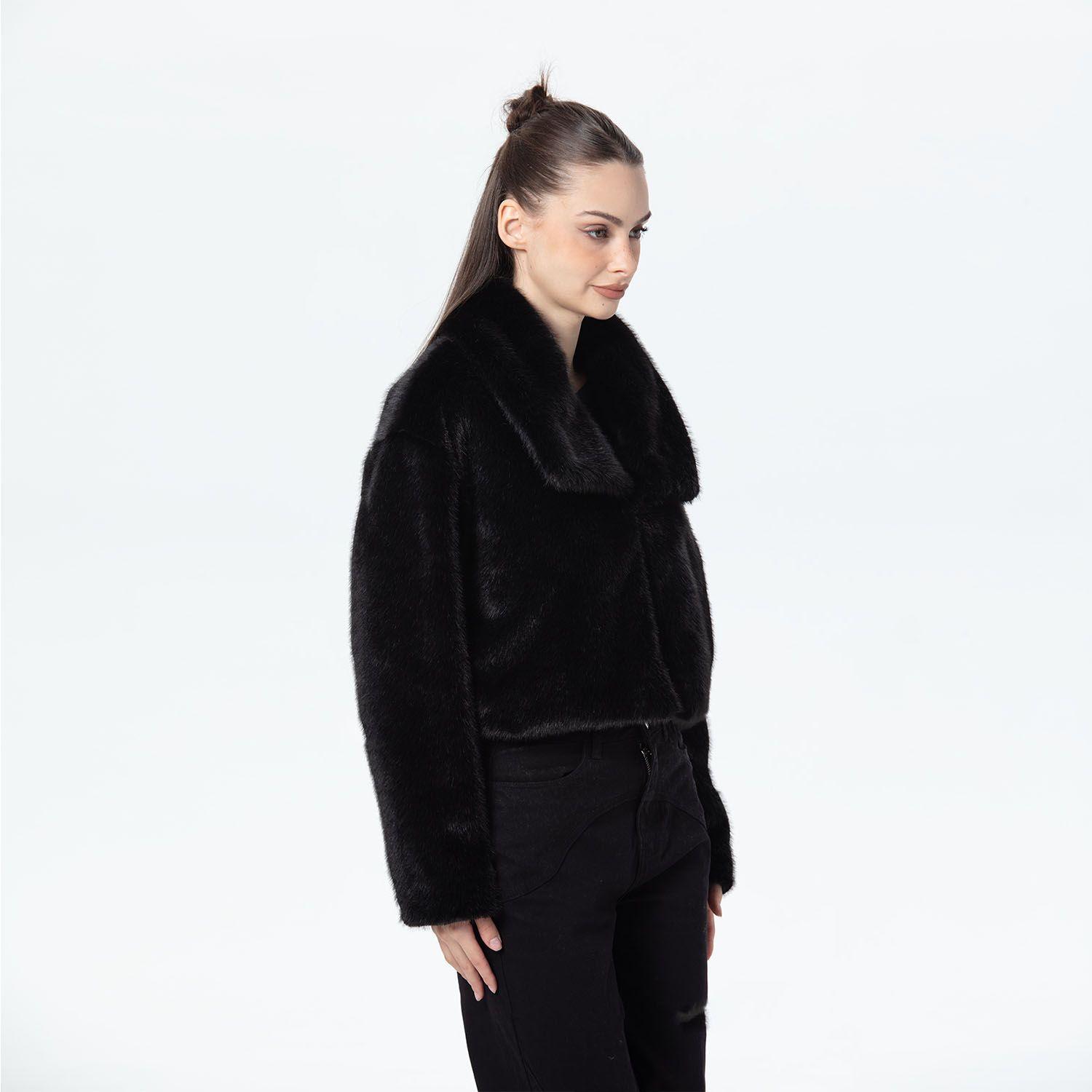 Chaqueta Mujer Peludo Negro Fashion's Park-1