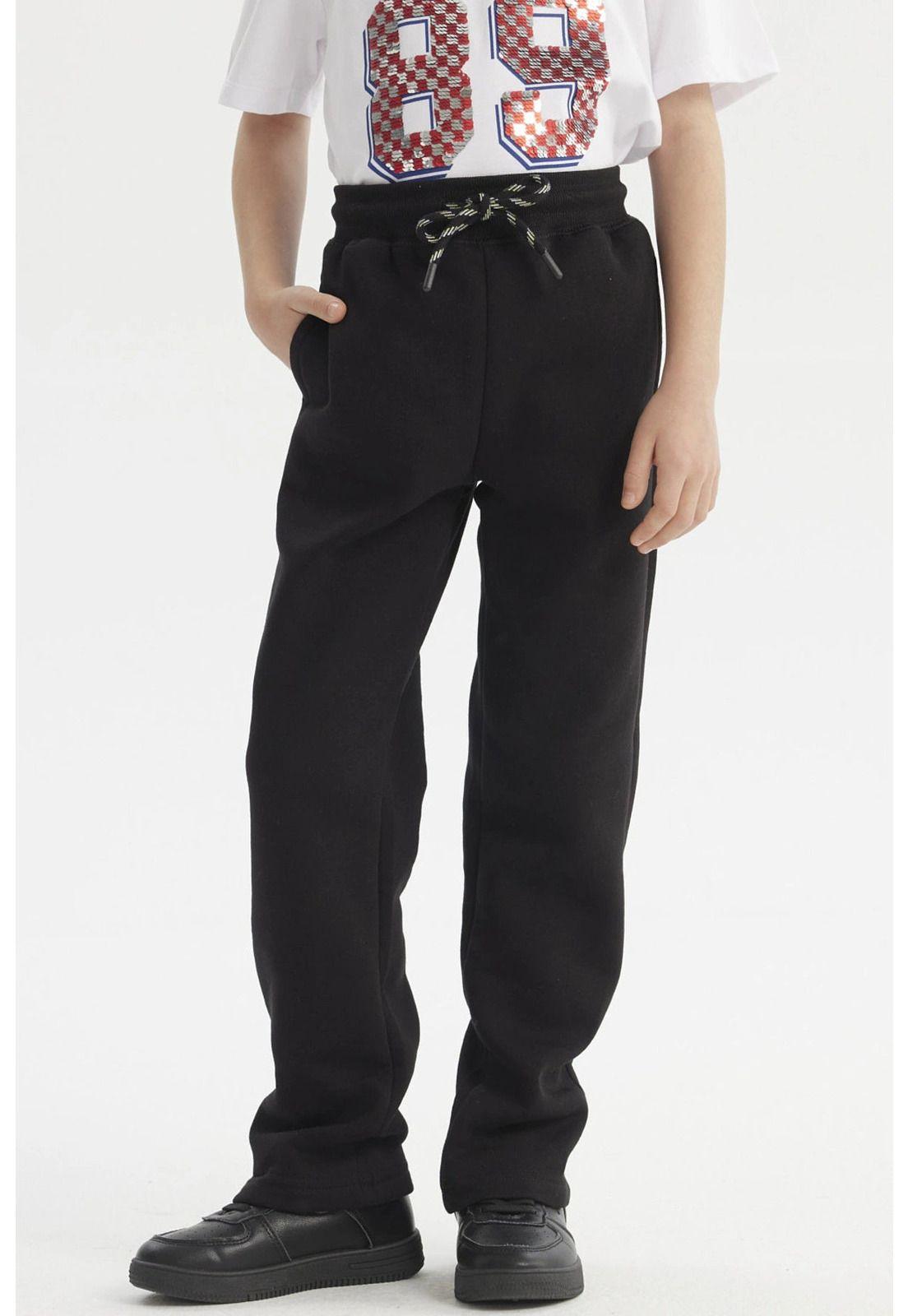 Pantalón Buzo Niño Calce Recto Negro-0