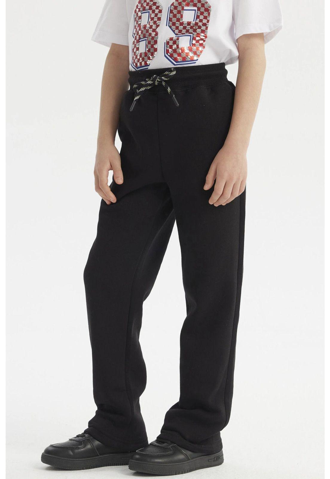 Pantalón Buzo Niño Calce Recto Negro-1