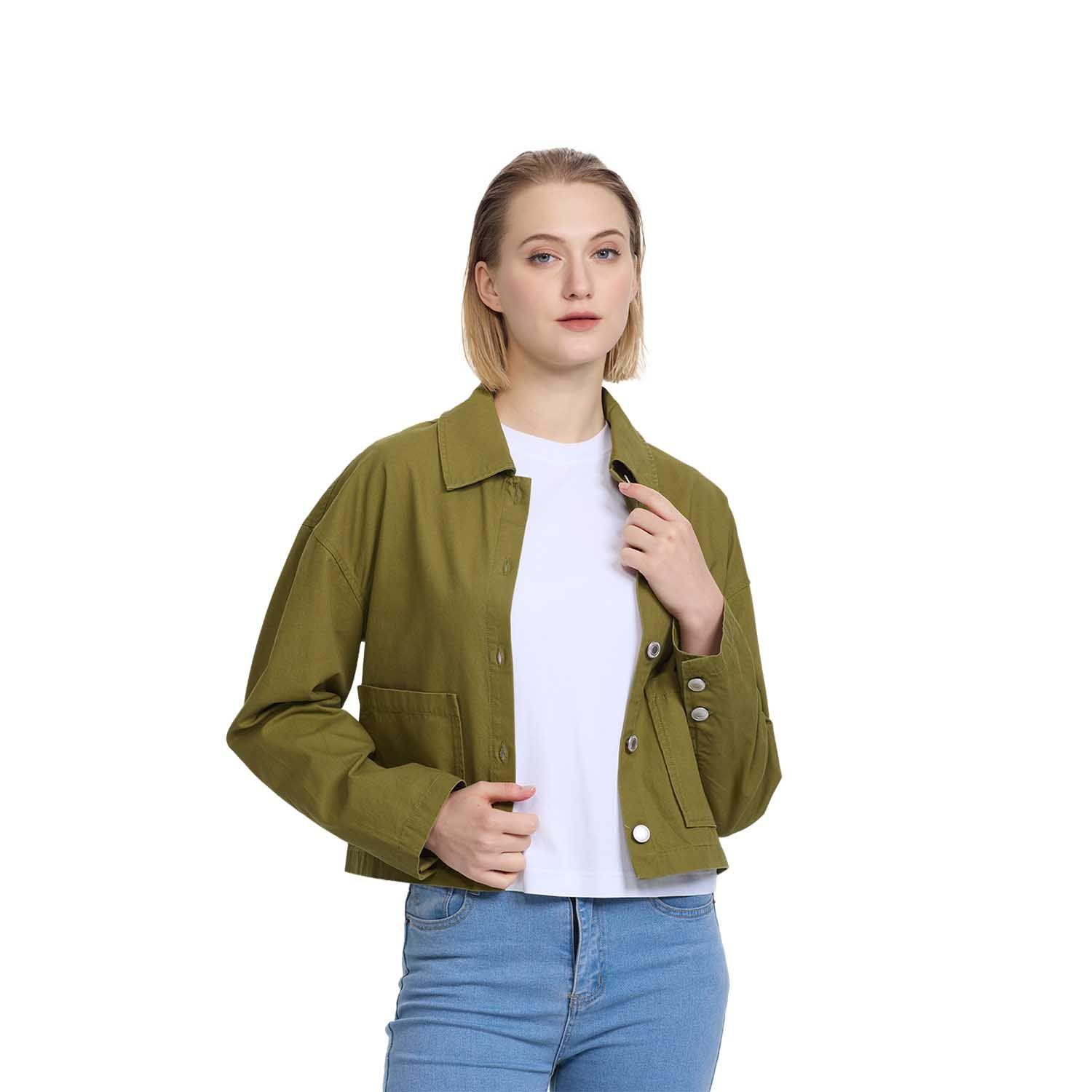 Chaqueta Mujer Abotonada Verde Musgo Fashion's Park-0