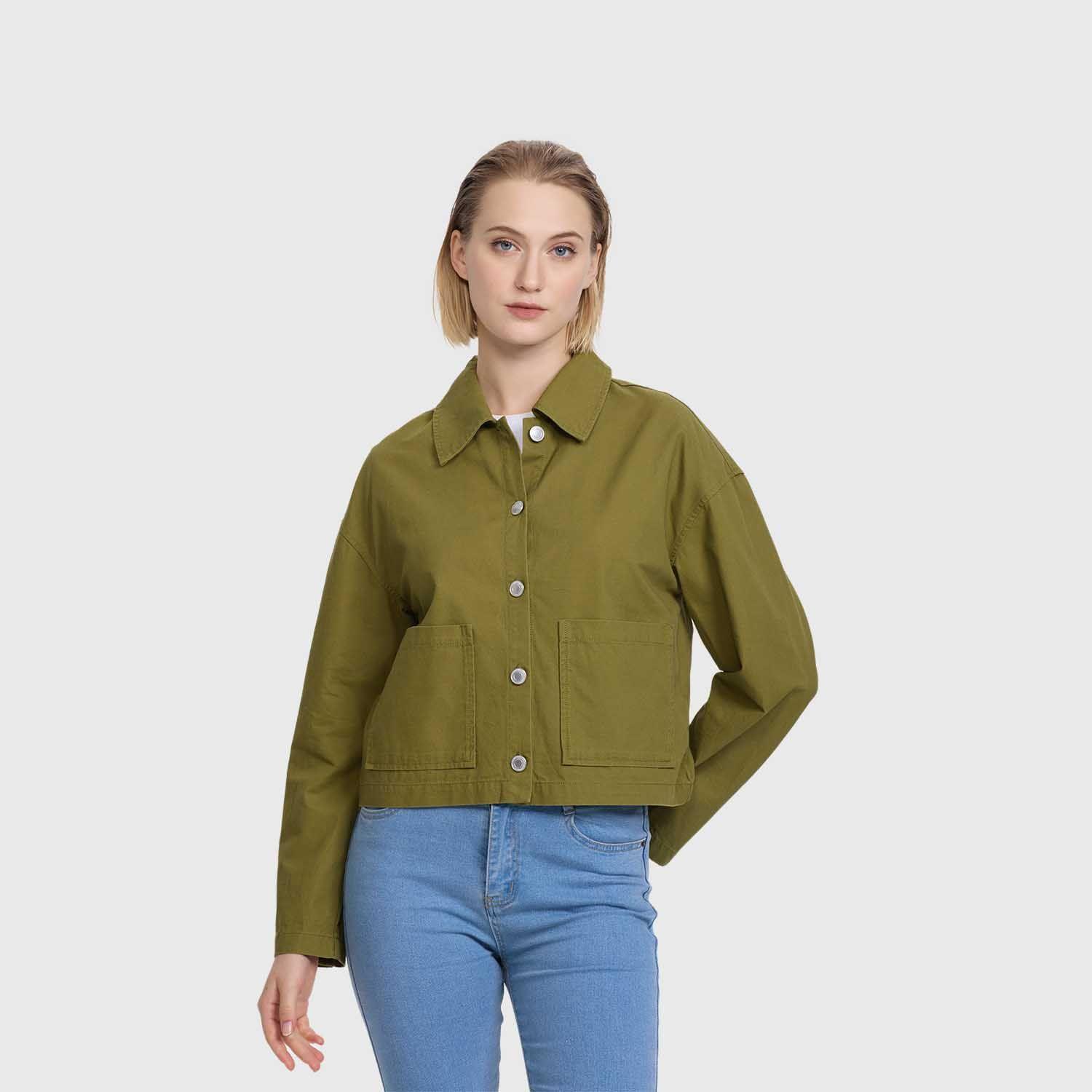 Chaqueta Mujer Abotonada Verde Musgo Fashion's Park-1