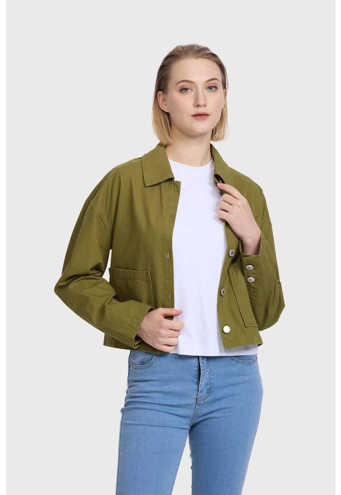 Chaqueta Mujer Abotonada Verde-0