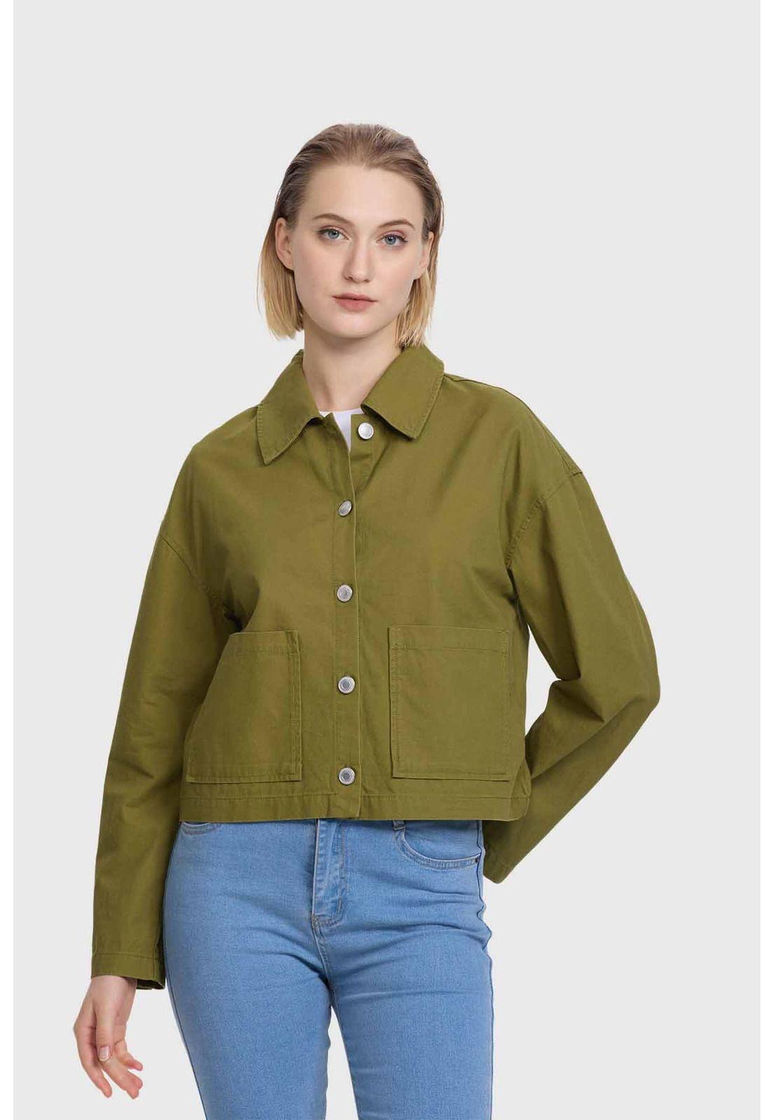 Chaqueta Mujer Abotonada Verde-1