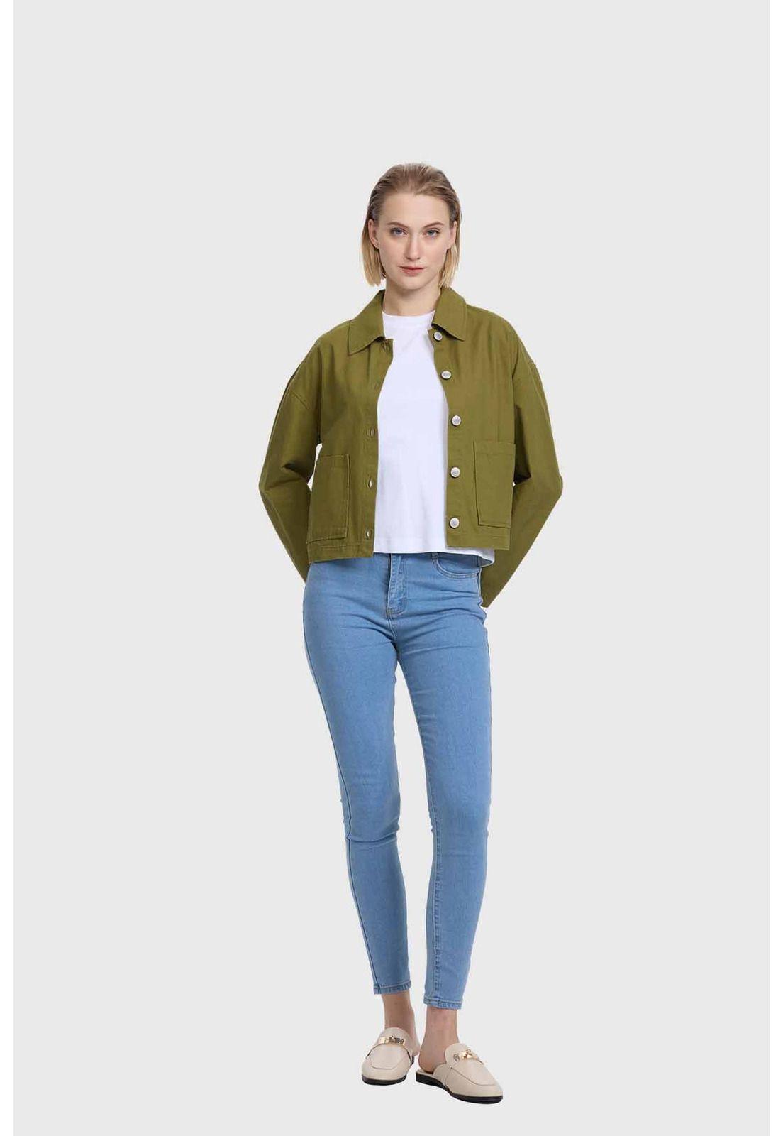 Chaqueta Mujer Abotonada Verde-3
