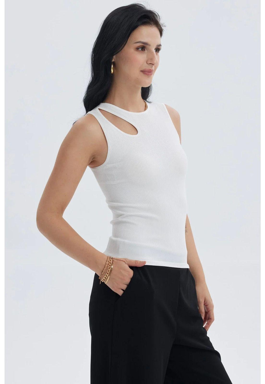 Polera Mujer Lisa Abertura Crudo-1