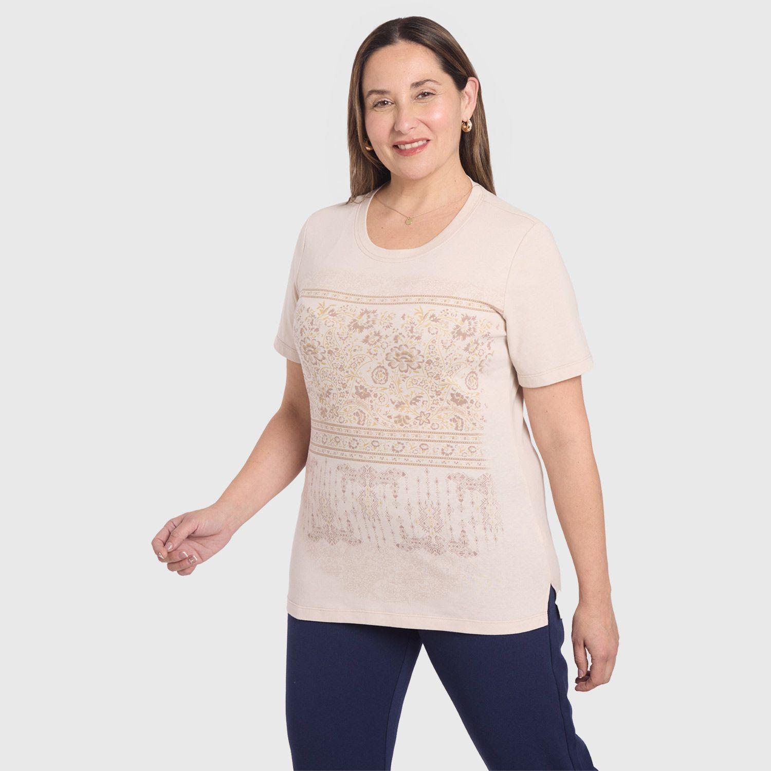 Polera Mujer Print Posicional Crudo Fashion's Park-1