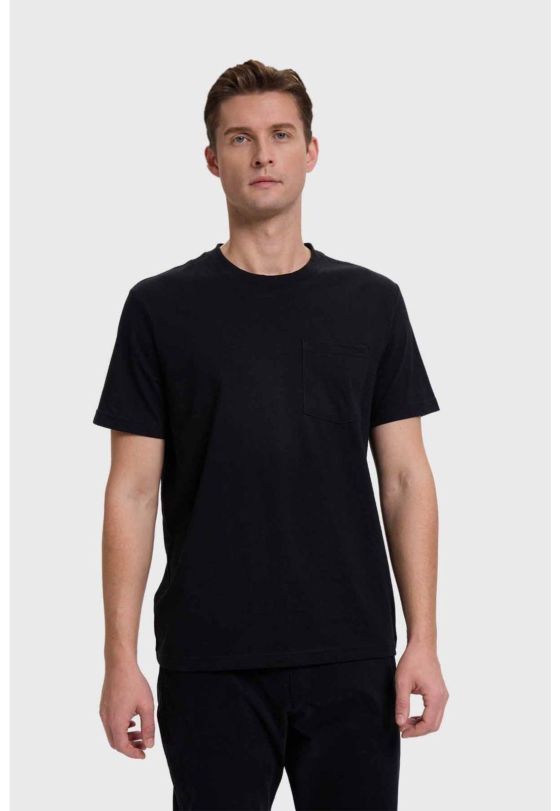 Polera Hombre Básica Con Bolsillo Negro - lll-0