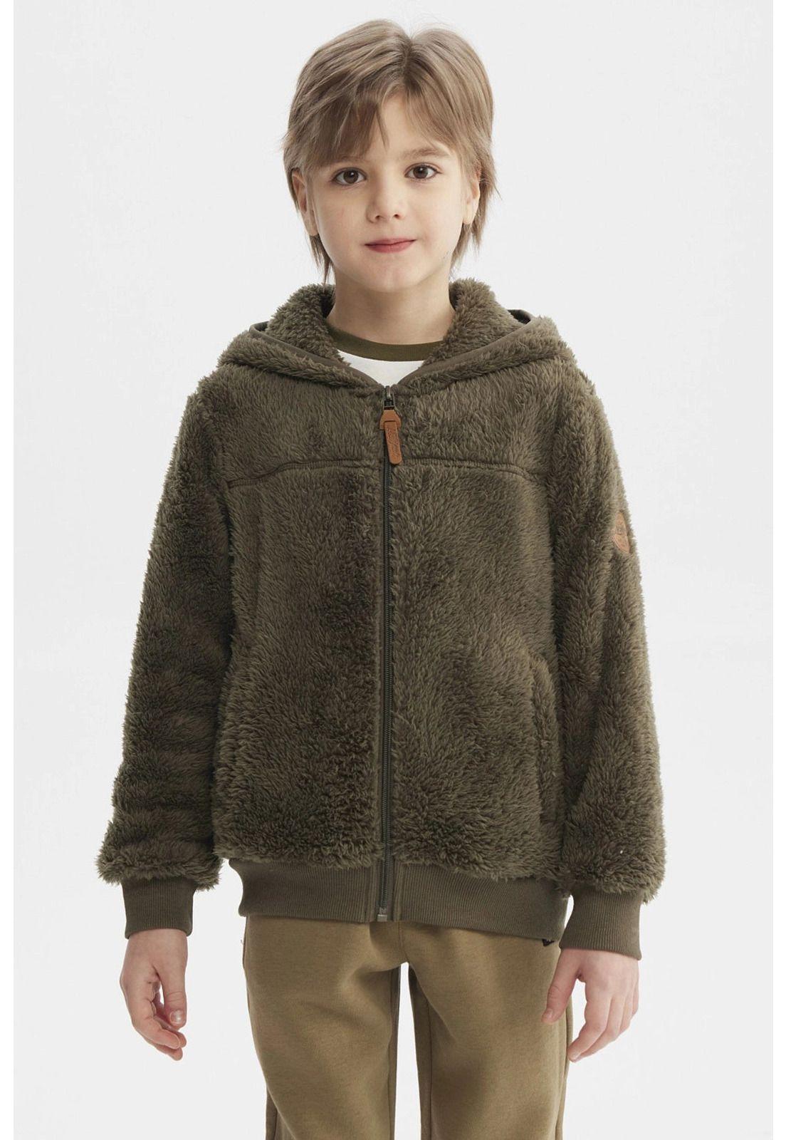 Polar Niño Básico Peludo Verde Militar-0