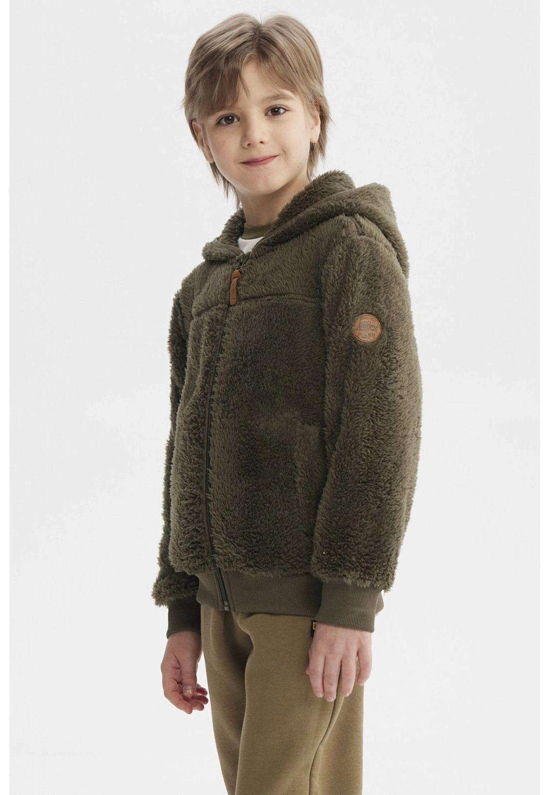 Polar Niño Básico Peludo Verde Militar-1