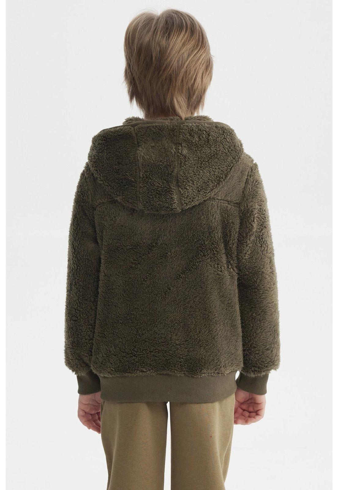 Polar Niño Básico Peludo Verde Militar-2