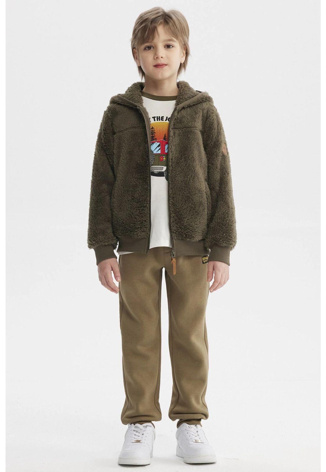 Polar Niño Básico Peludo Verde Militar-3