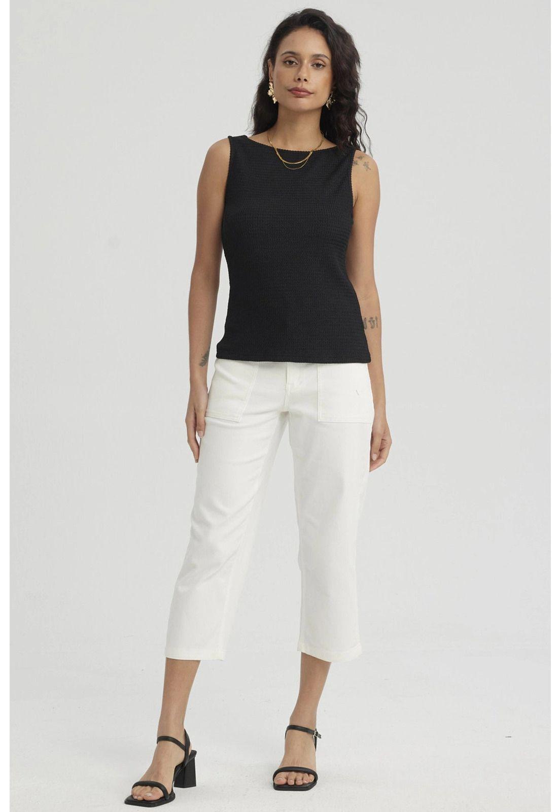 Polera Mujer Con Bote Textura Negro-7