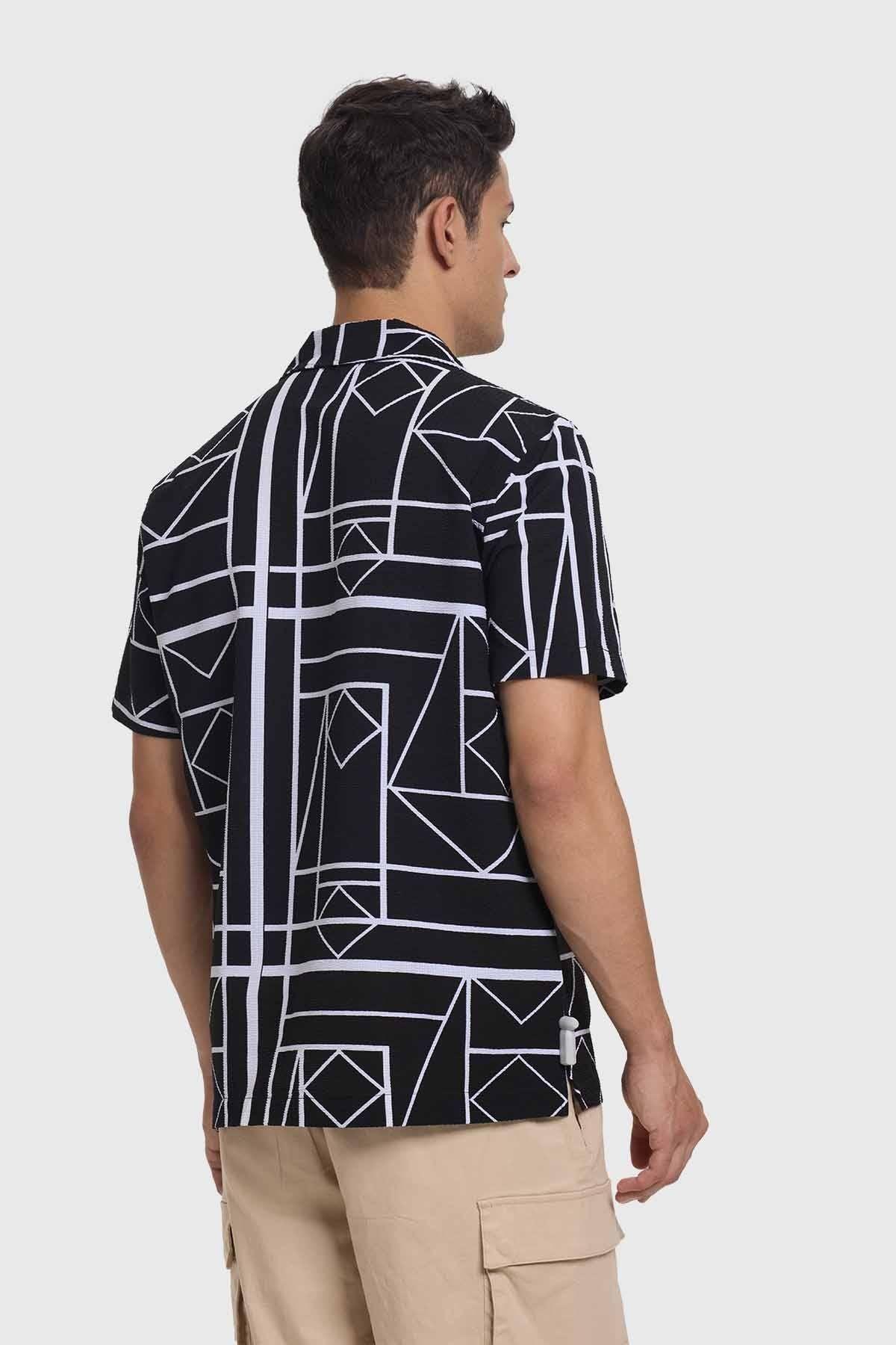 Camisa Hombre Guayabera Print Negro-2