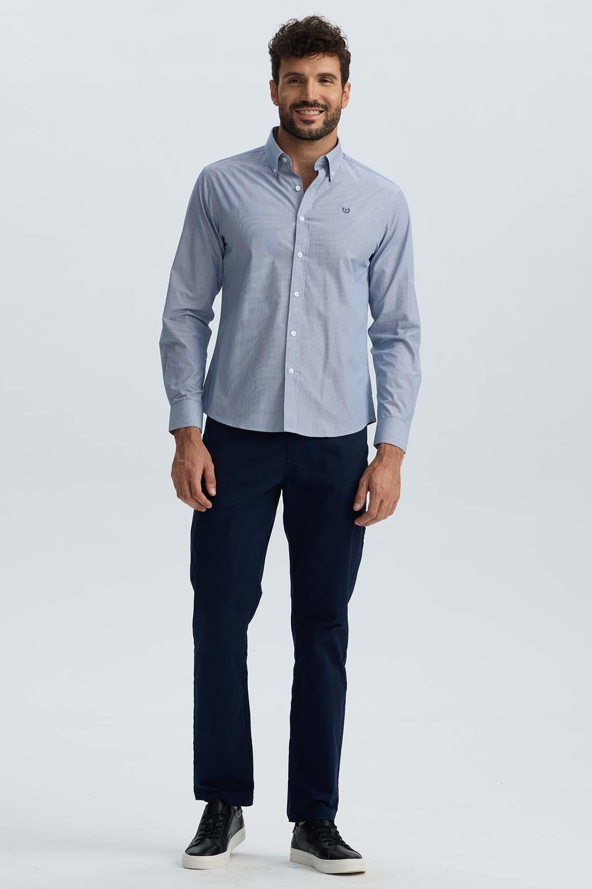 Camisa Hombre Rayas Azul Marino-3