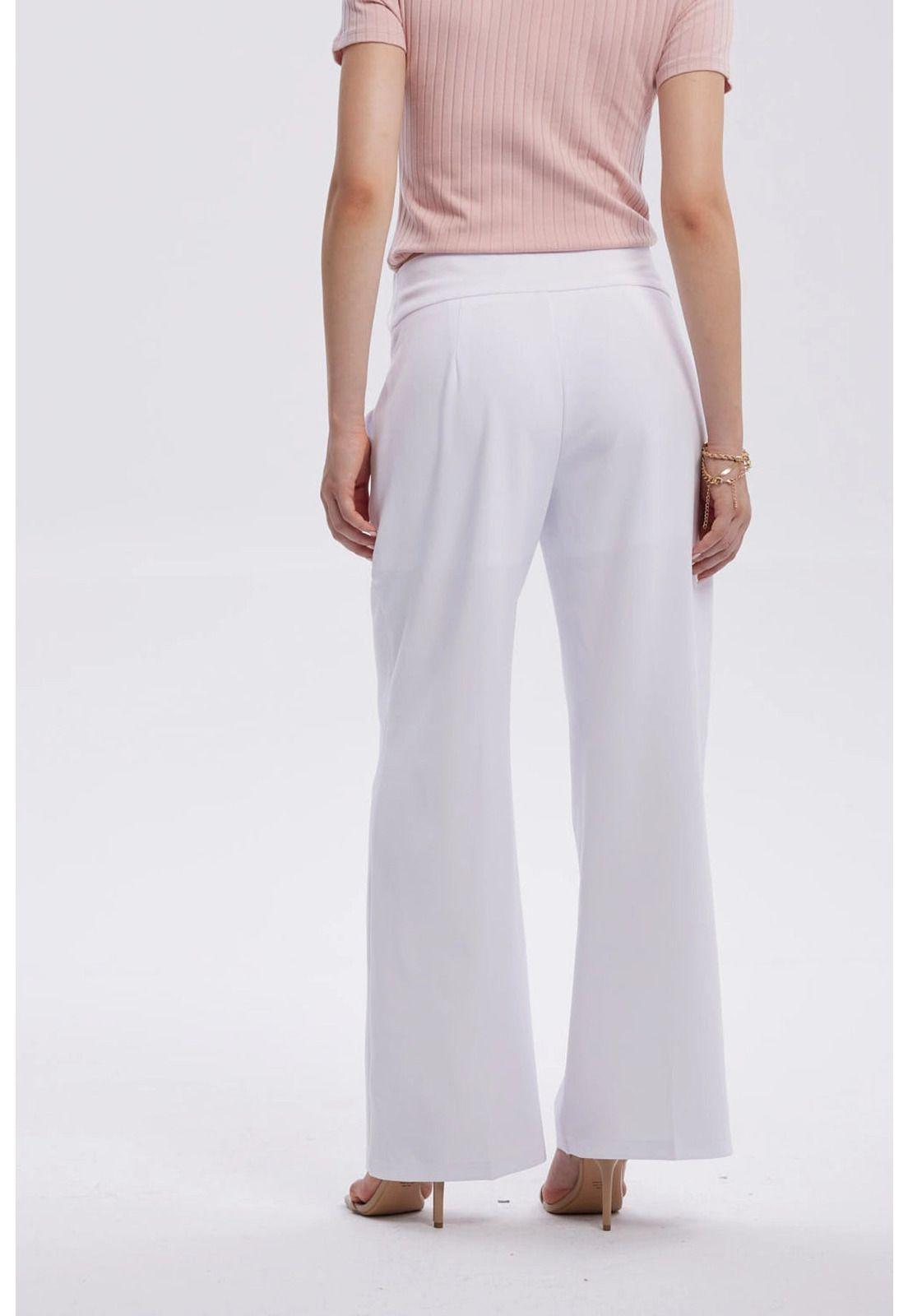 Pantalón Mujer Sastrero Con Cinturón Blanco-2