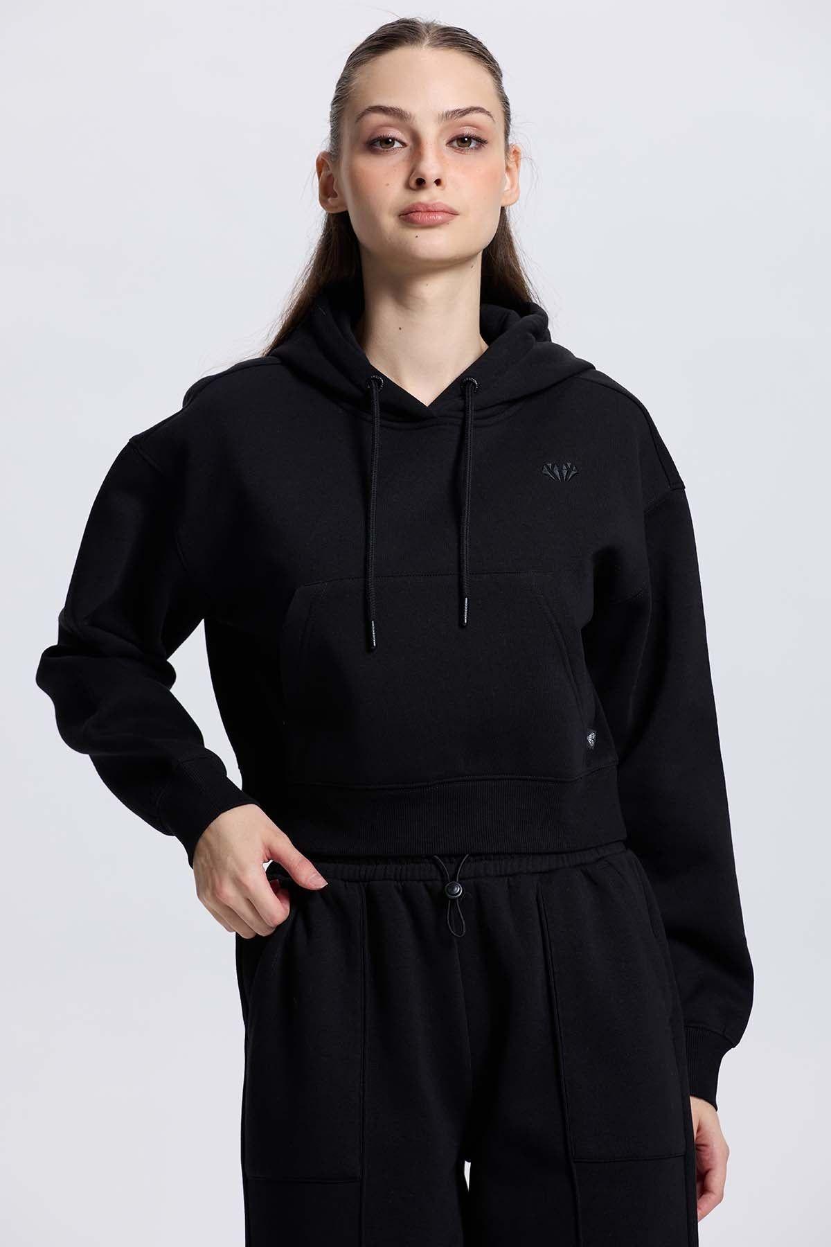 Polerón Mujer Crop Negro-0
