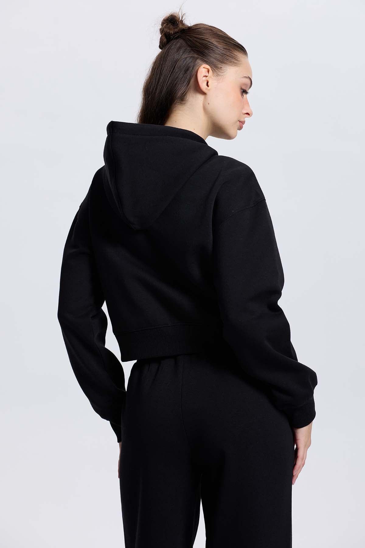 Polerón Mujer Crop Negro-2