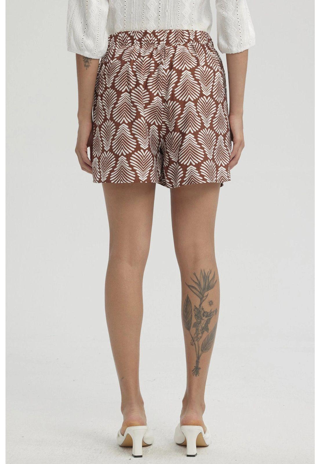 Falda Mujer Delantero Cruzado Full Print Café-2