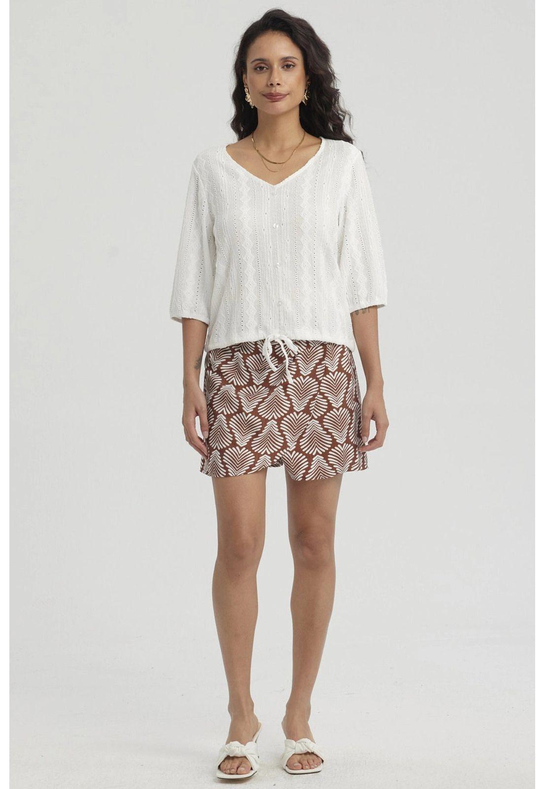 Falda Mujer Delantero Cruzado Full Print Café-3