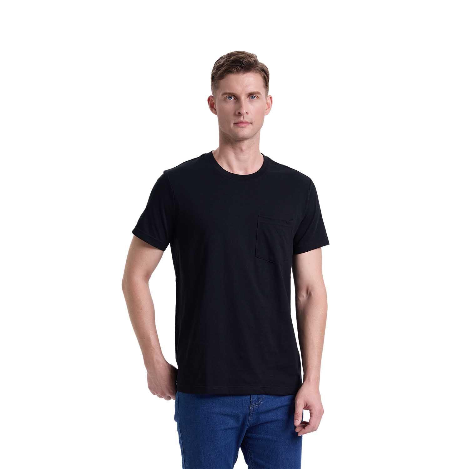 Polera Hombre Básica Con Bolsillo Negro I Fashion's Park-0