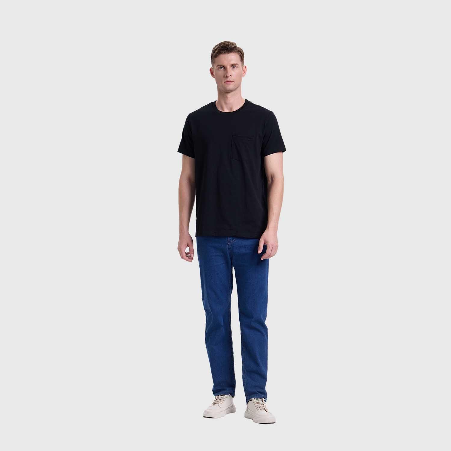 Polera Hombre Básica Con Bolsillo Negro I Fashion's Park-3