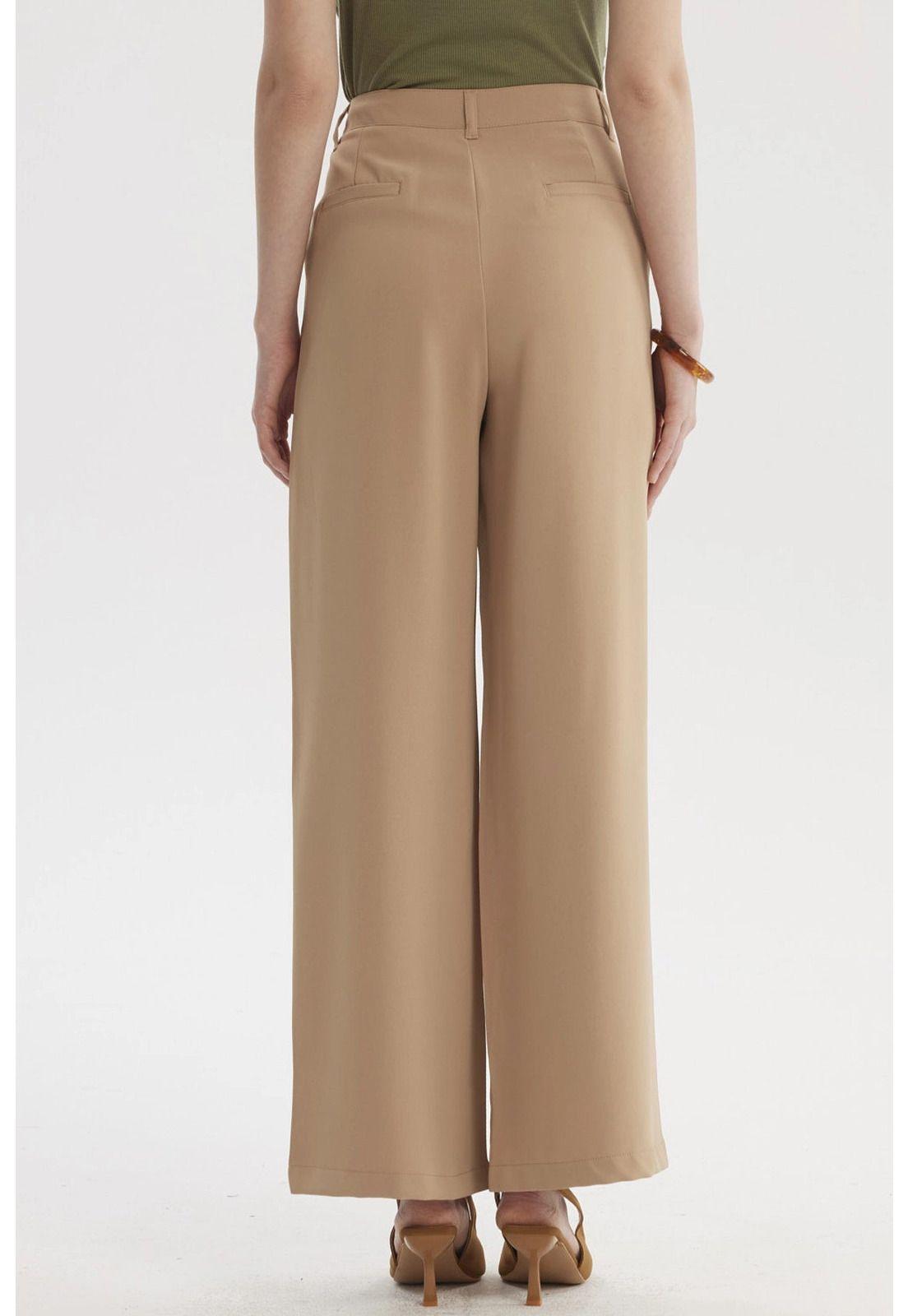 Pantalón Mujer Sastrero Calce Recto Beige Oscuro-2