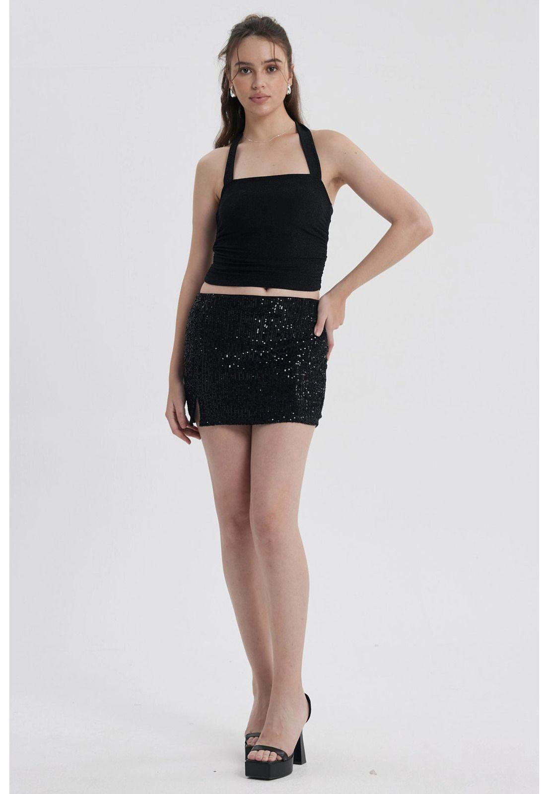Polera Mujer Drapeada Negro - ll-3