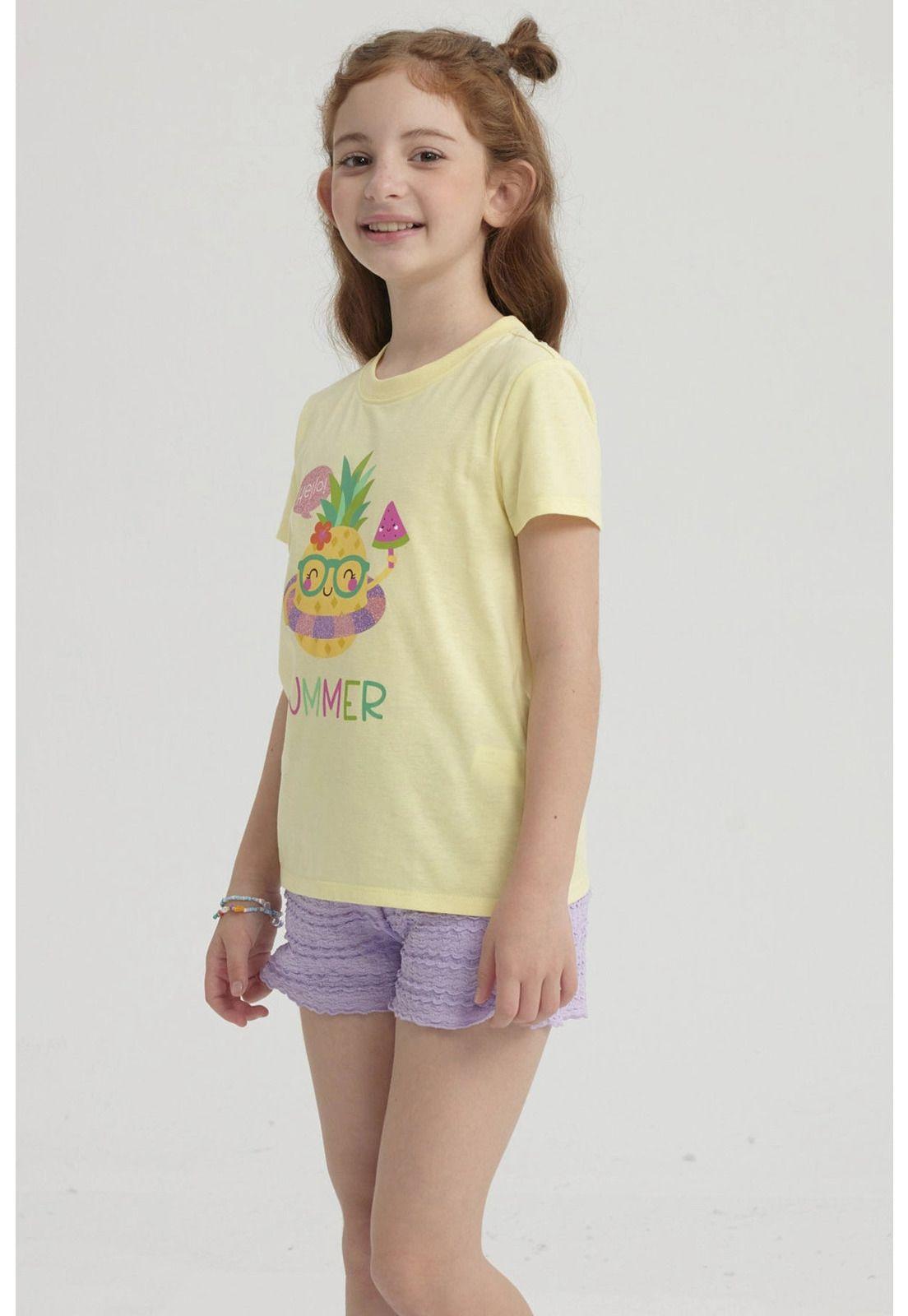 Polera Niña Básica Estampada Amarillo - ll-5